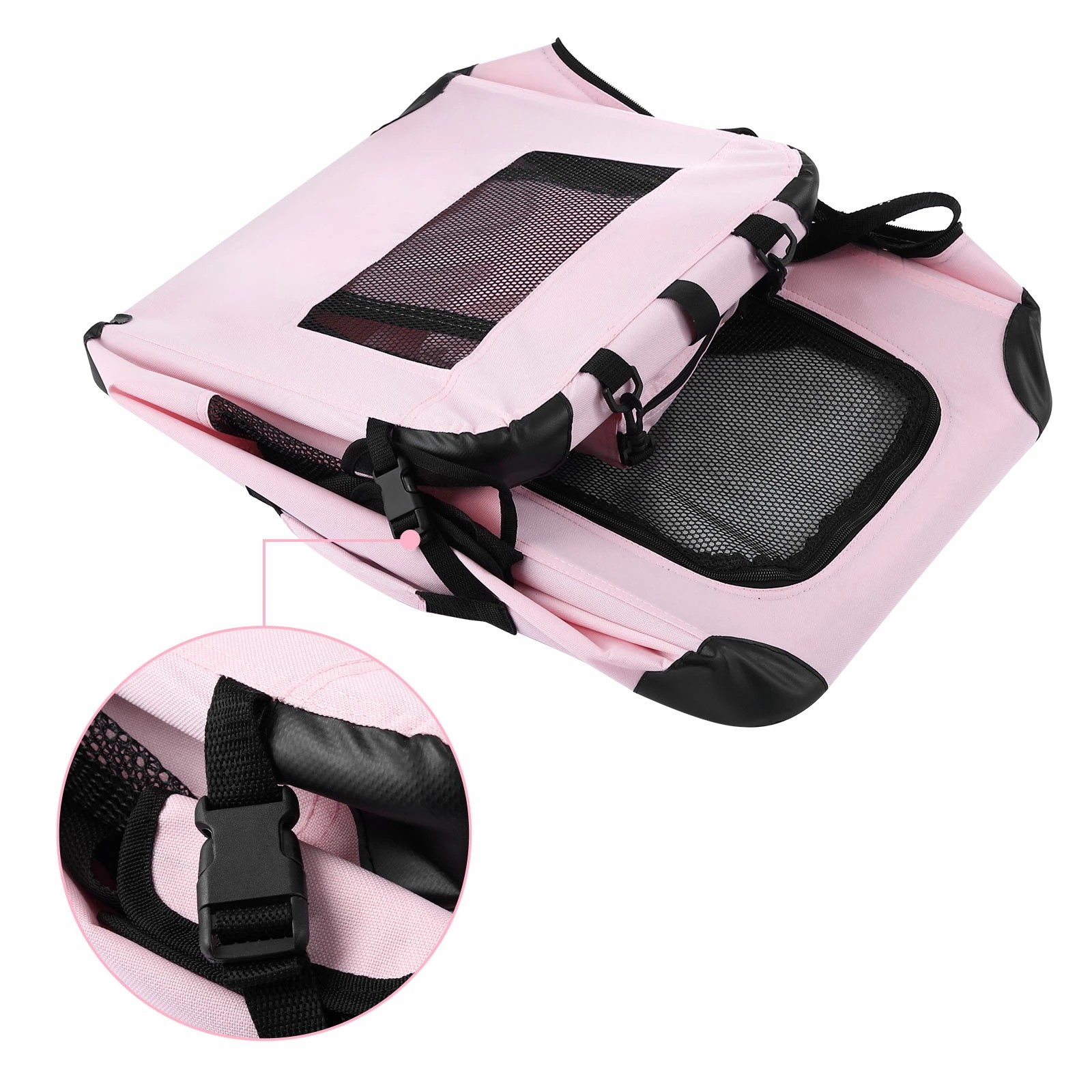 3 Pet Scene Soft Dog Crate Kennel Pet Cage Cat Travel Carrier Pink, 3 of 5