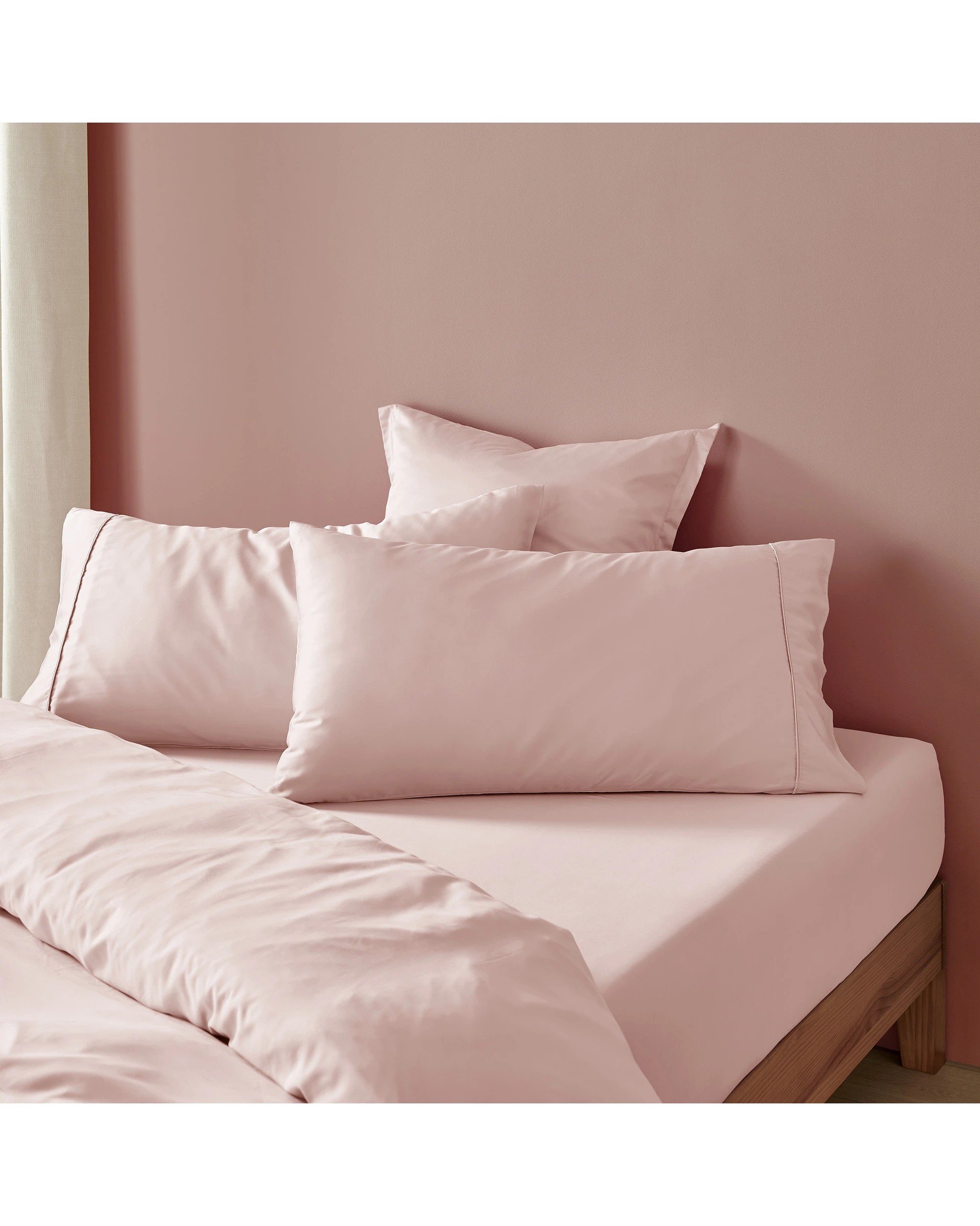 1 Natural Home 400TC 100% Bamboo Sateen King Pillowcase Twin Pack - Blush Pink, 1 of 4