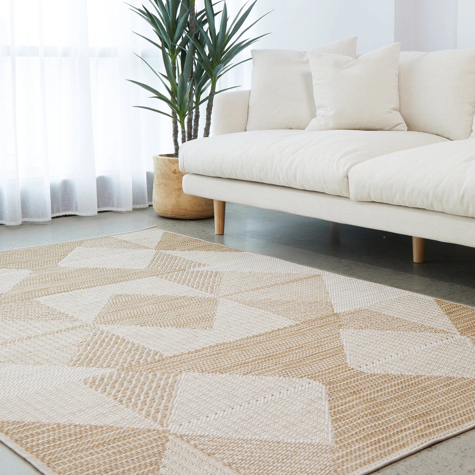 2 Common Ground Rugs Palmline Rico 380x280cm - Extra Large Outdoor Rug - Beige, 2 of 7