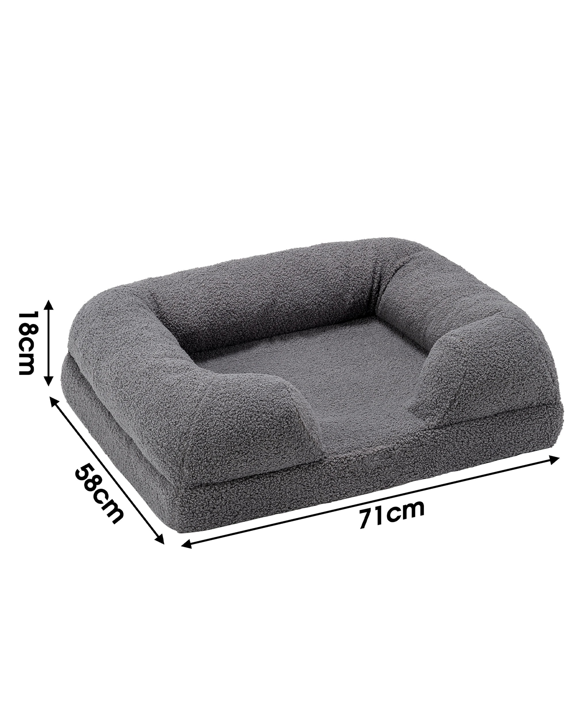 9 Petzly Memory Foam Dog Bed Plush Pet Sofa Calming Bed Washable Cover Grey 71cm, 9 of 9