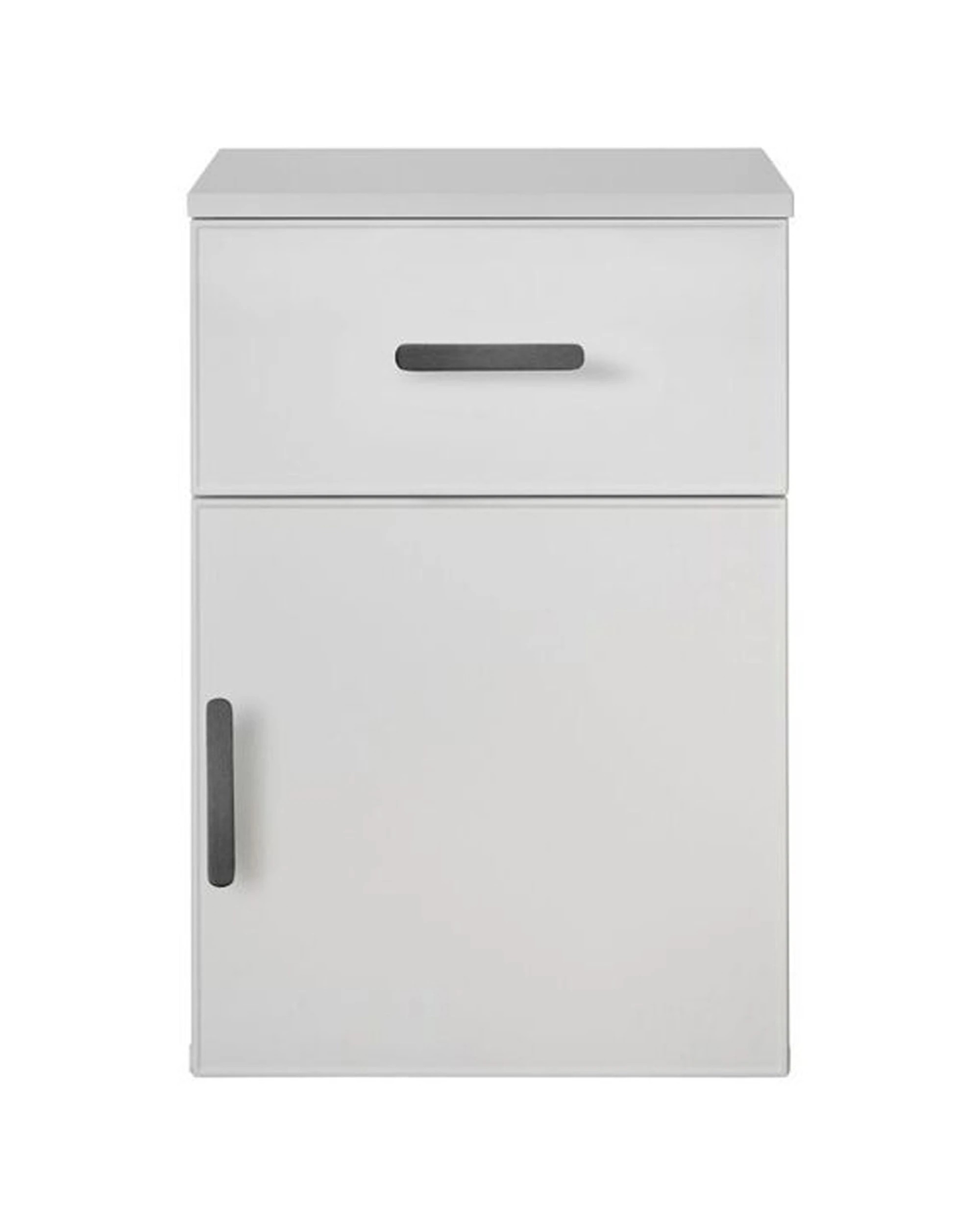 1 European Cabinetry Porto Bedside Table Slim Front Oval Handle - White, 1 of 4