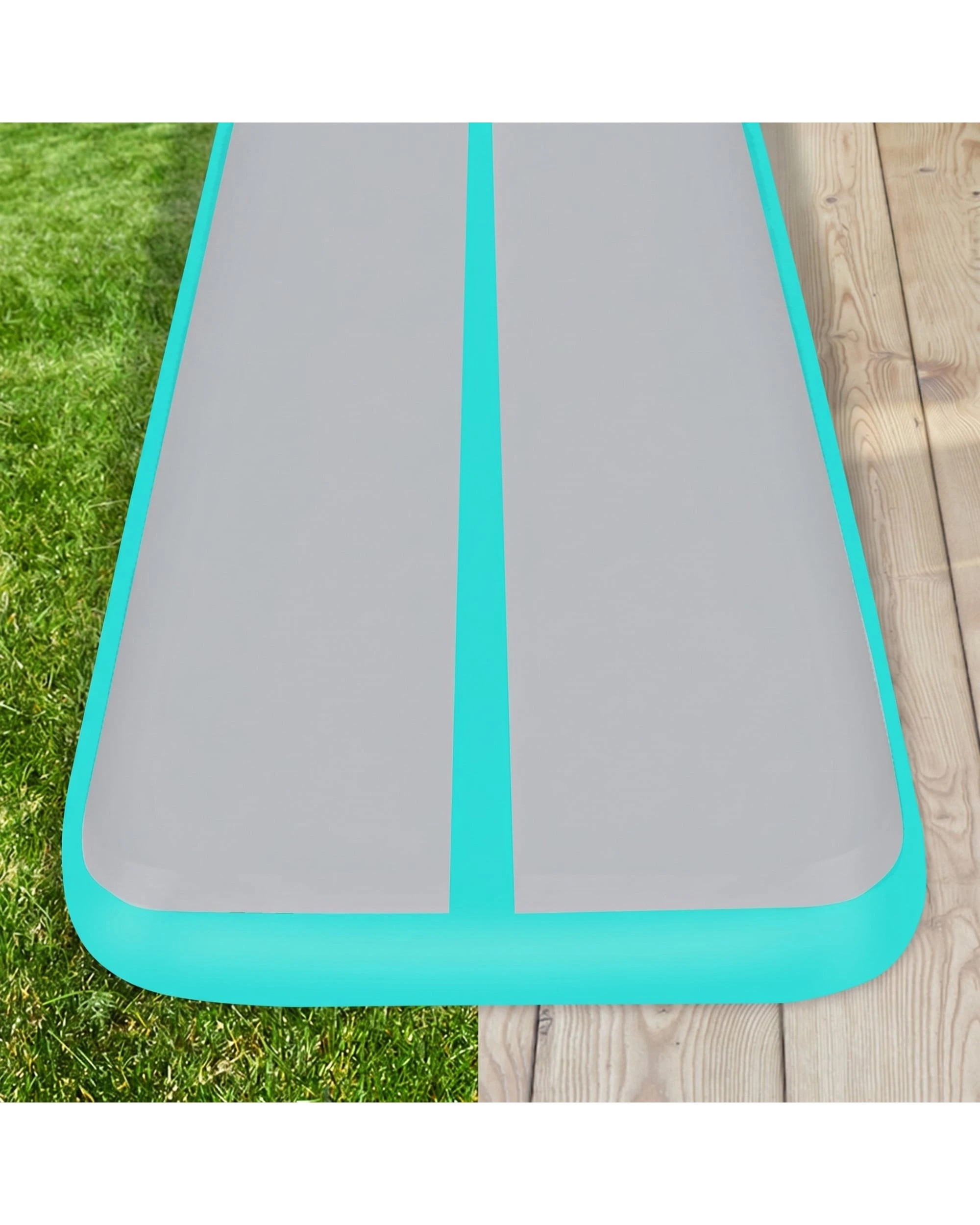 2 Powertrain Sports 6m x 2m Air Track Inflatable Gymnastics Mat, 20cm Thick - Green, 2 of 8