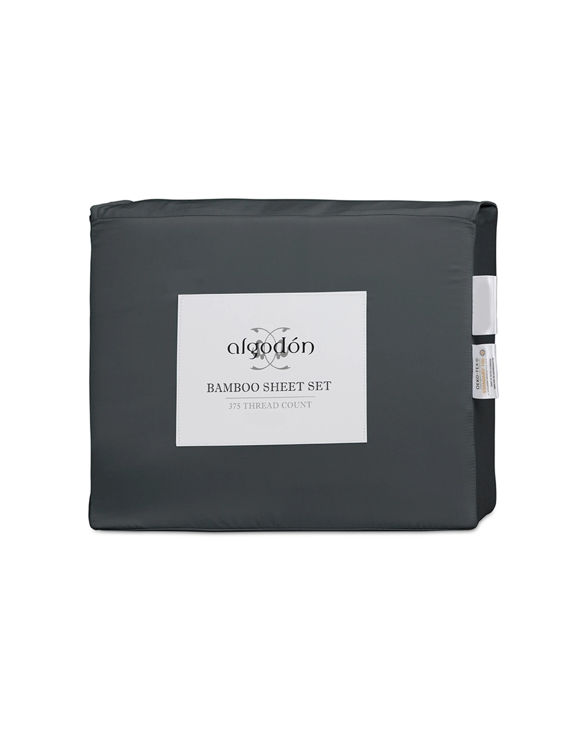 2 Algodon Rayon From Bamboo Bed Set With Flat Sheet - Single Bed - Charcoal, 2 of 2