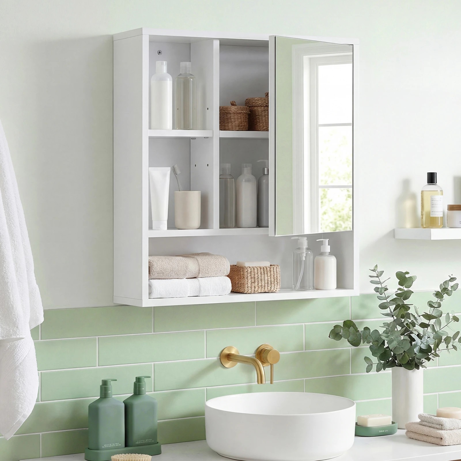 3 Costway Wall Mounted Bathroom Cabinet Medicine Storage Organizer, 3 of 7
