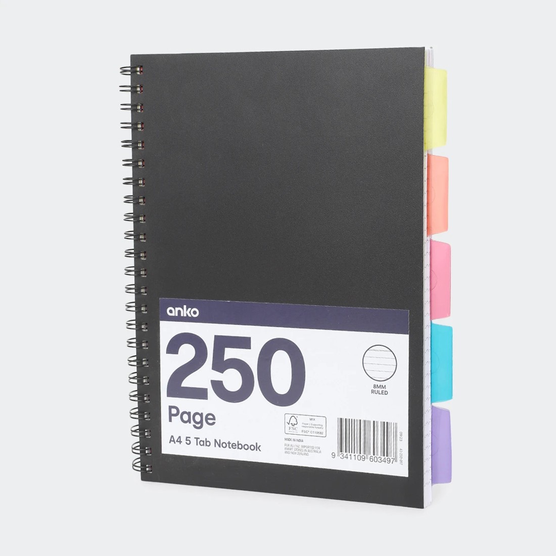 3 250 Page A4 5 Tab Notebook - Black, 3 of 5