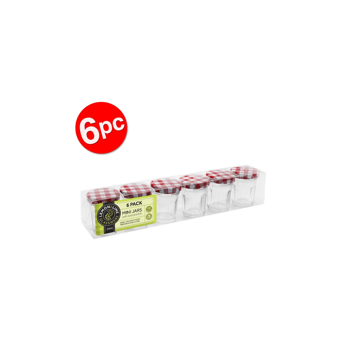 2 6pc Lemon & Lime 30ml Mini Toscana Air-tight Glass Jars W/ Screw Top Lid Red
 - Red, 2 of 4
