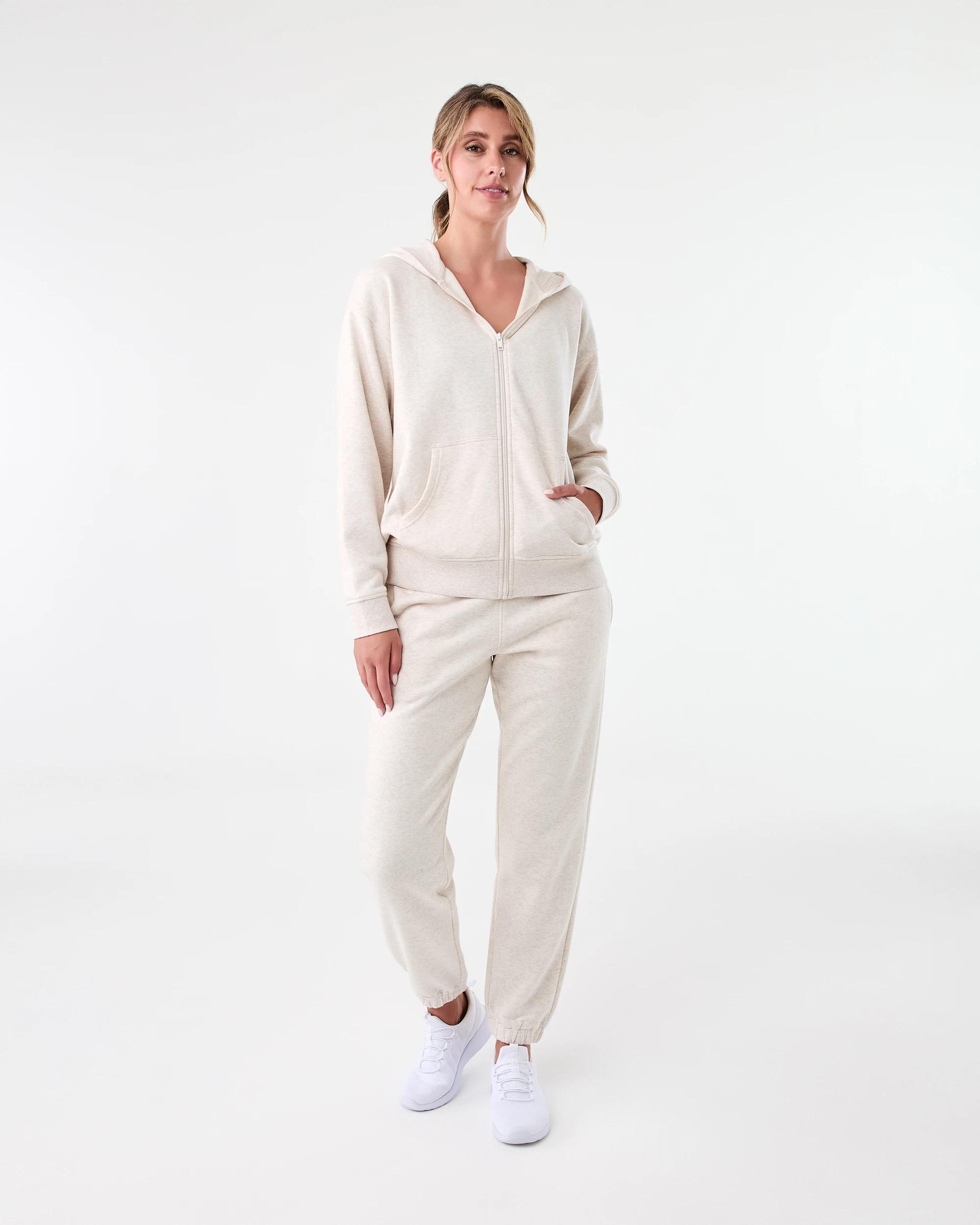 9 Active Womens Essential Zip Through Hoodie Oatmeal, 9 of 9