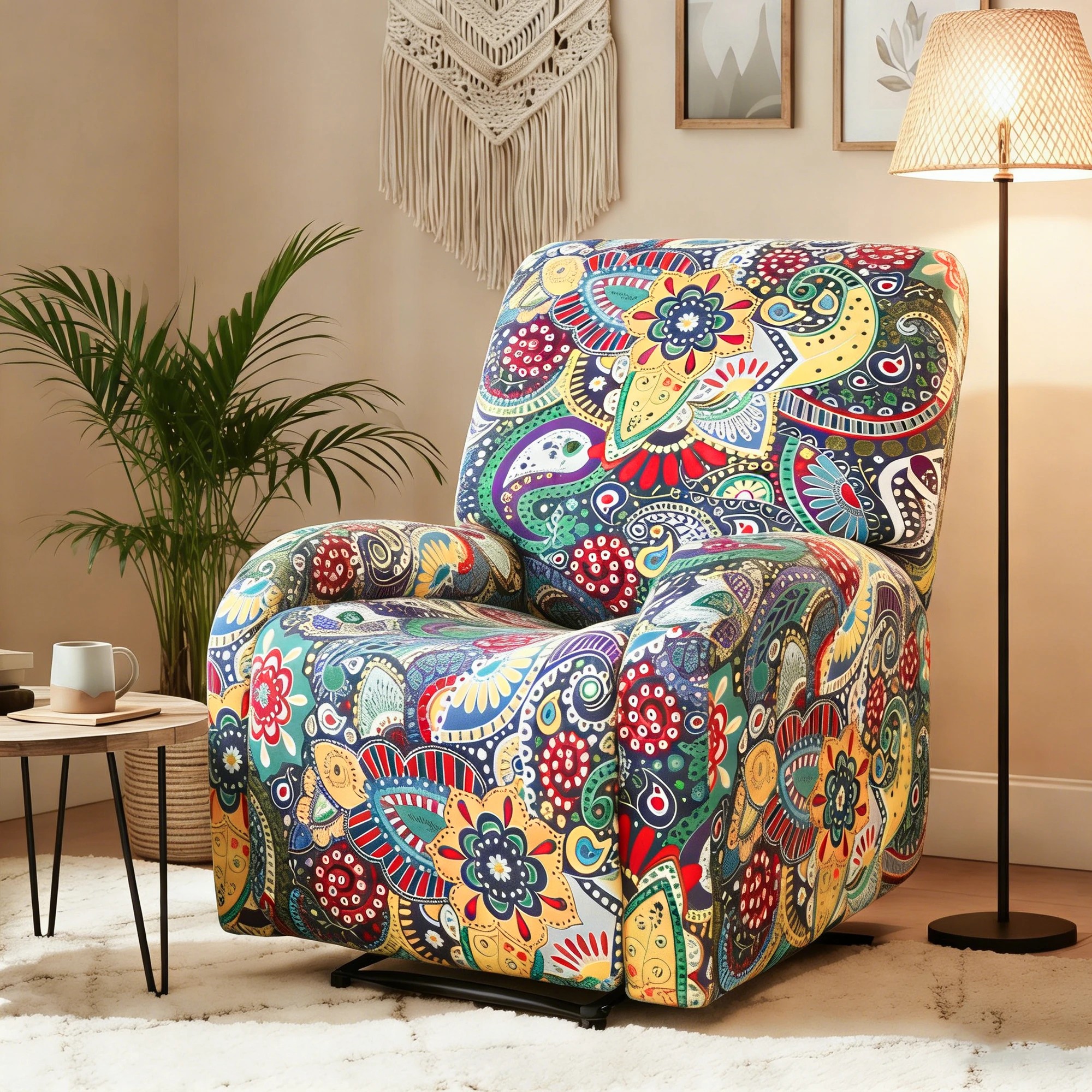4 Artiss Stretch Kids Recliner Cover 4-Pieces Slipcovers Printed Polyester - Blue, 4 of 4