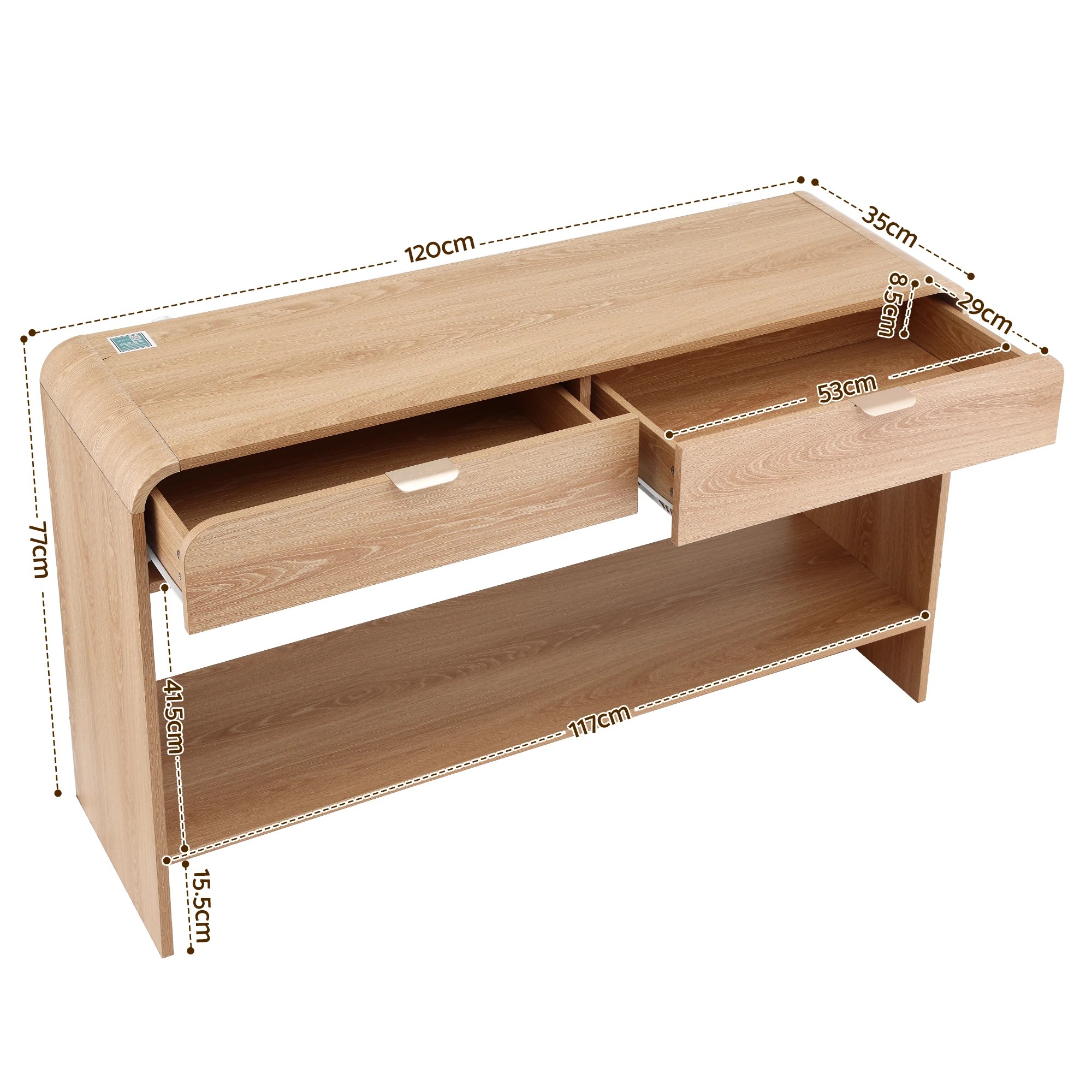 1 Artiss Console Table Hallway Entryway Storage Drawer Shelf Curved Edge 120CM, 1 of 7