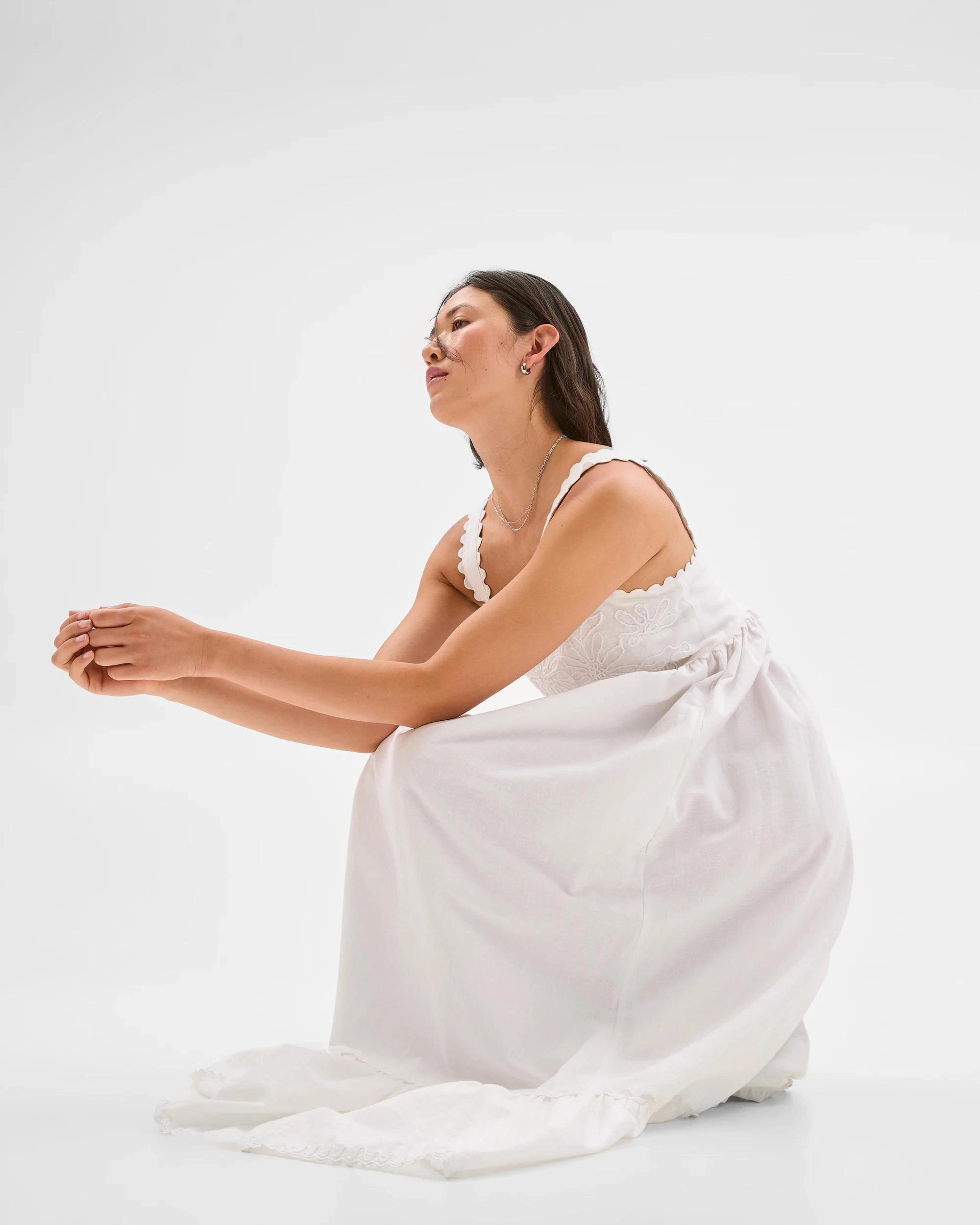 5 Target Woman Linen Blend Square Neck Maxi Dress WHITE, 5 of 9