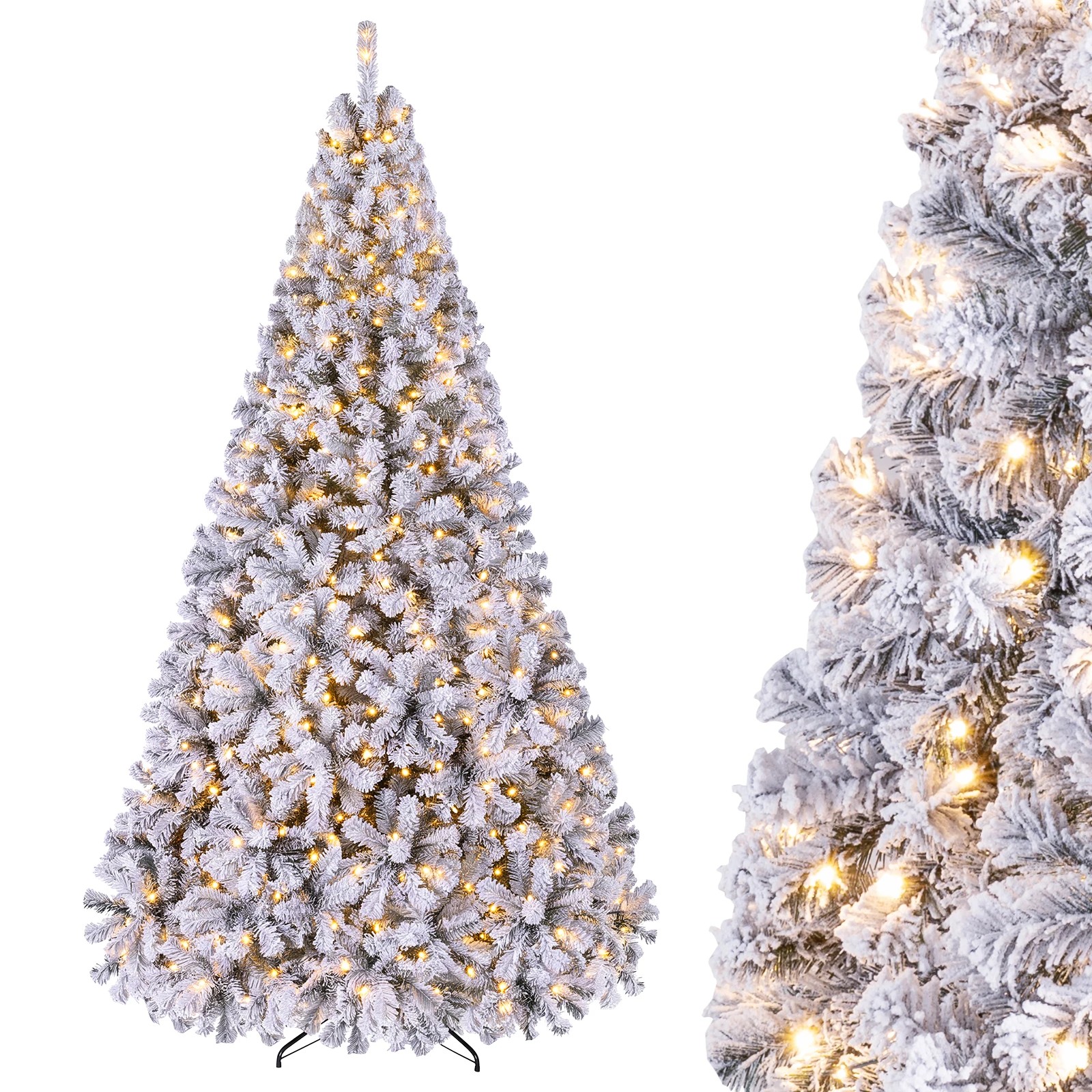 6 Costway 2.8m Flocked Cedar Christmas Tree w/750 LEDs Pre-Lit Artificial Xmas Tree, 6 of 8