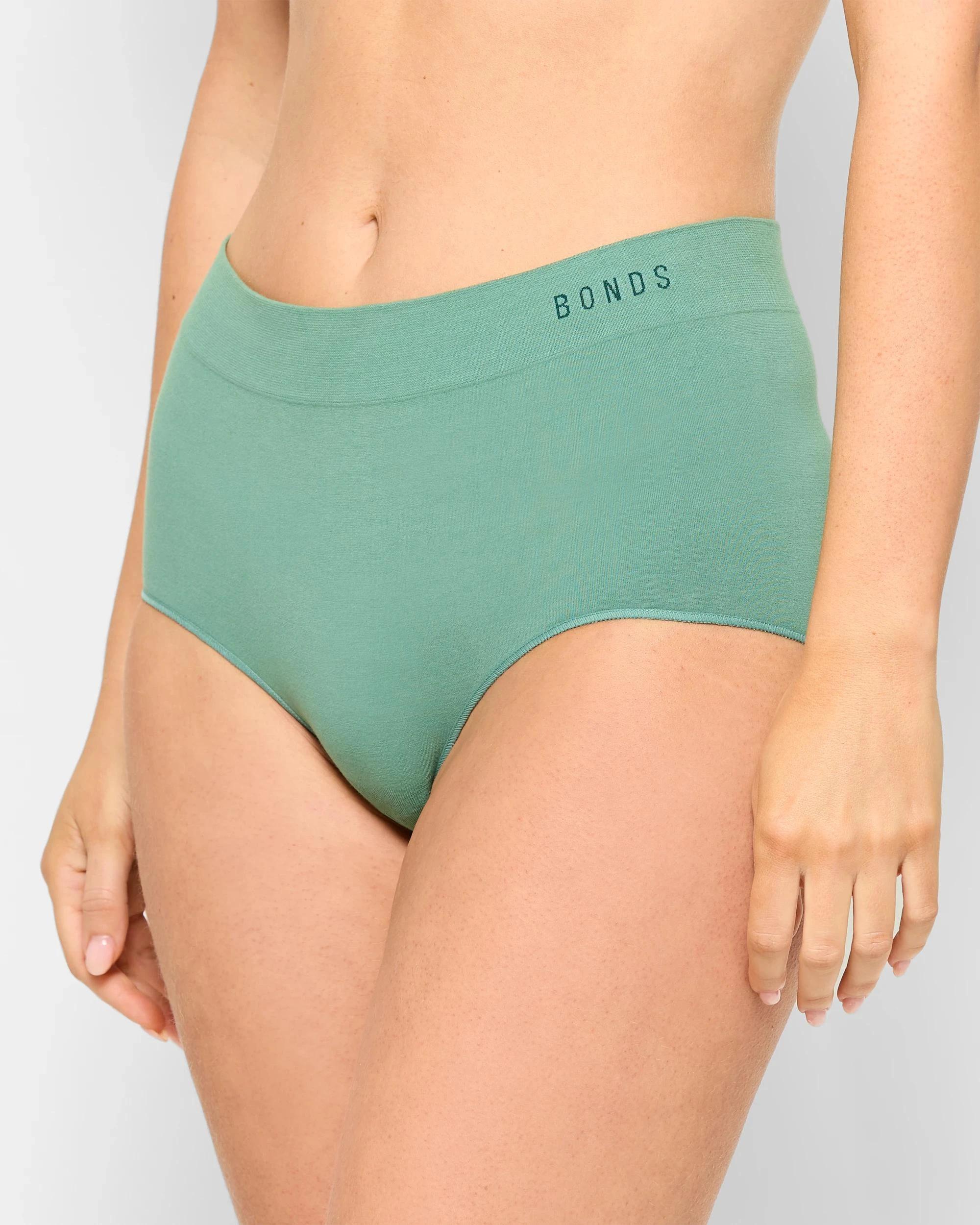 2 Bonds Womens Seamless Full Briefs OZONE GREEN, 2 of 3