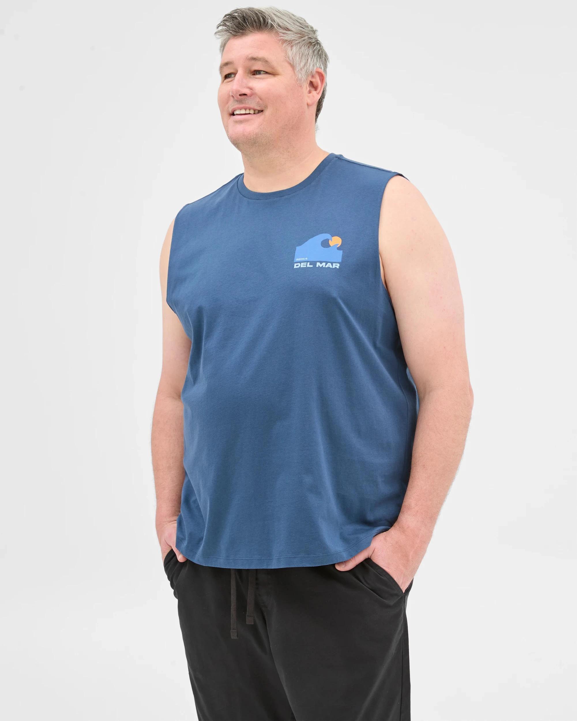 2 Target Man Plus Plus Size Australian Cotton Blend Tank Top NAVY WAVE, 2 of 5