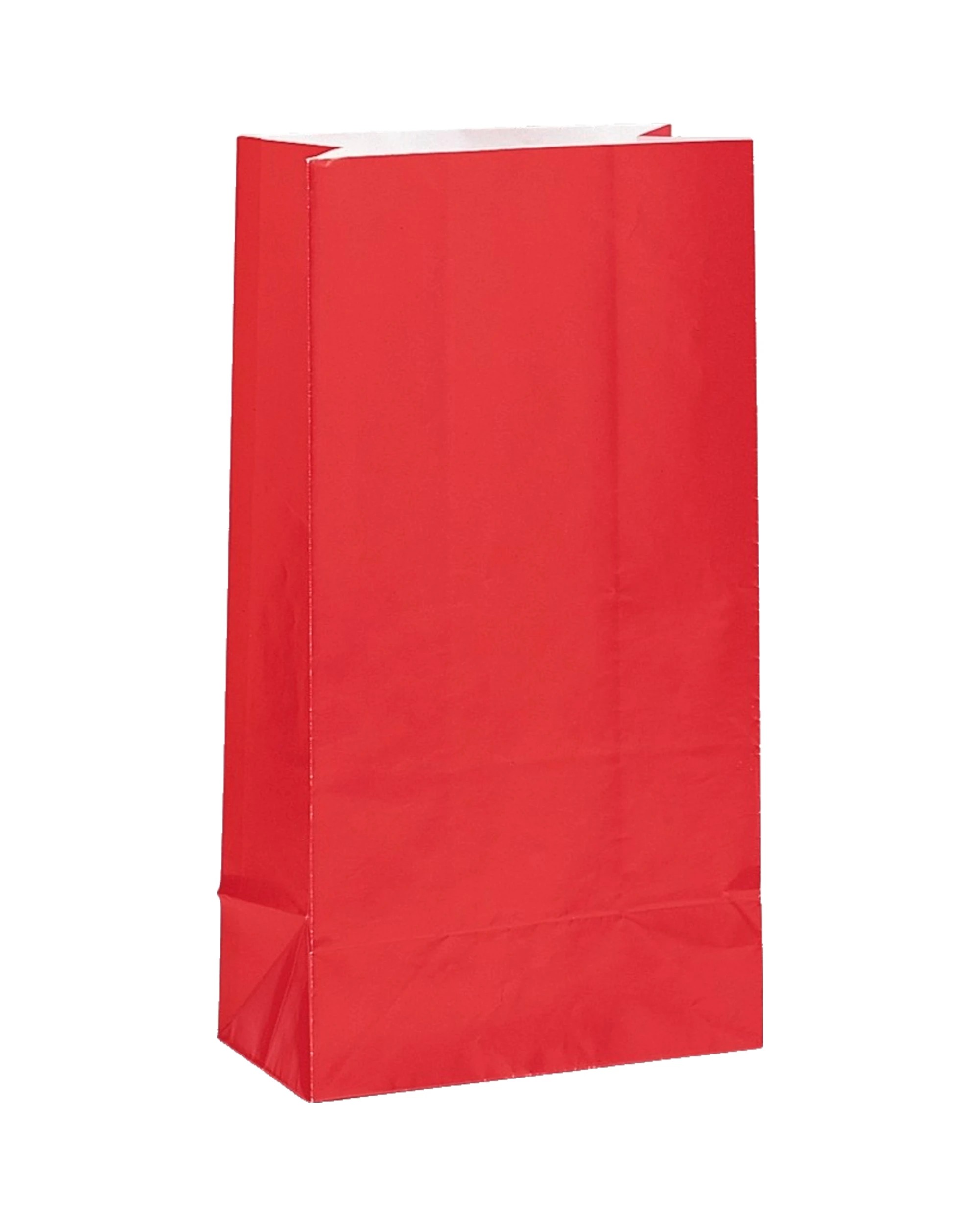 1 Unique Red Paper Party Bags Pack of 12 - Red, 1 of 2