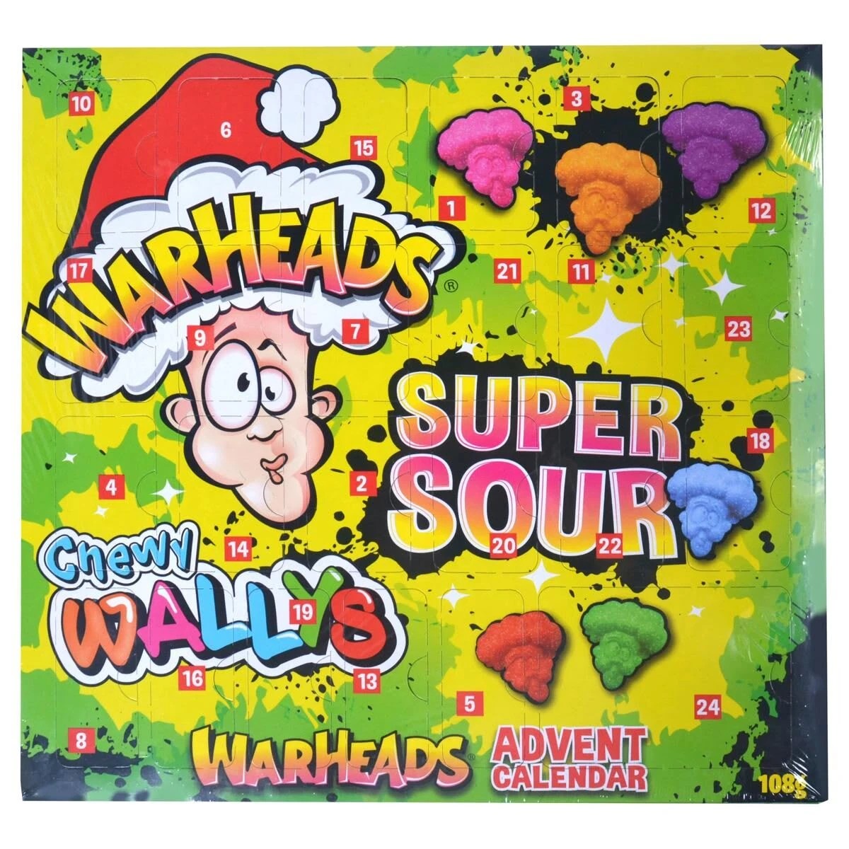 1 Warheads Super Sour Chewy Wallys Advent Calendar 108g, 1 of 2