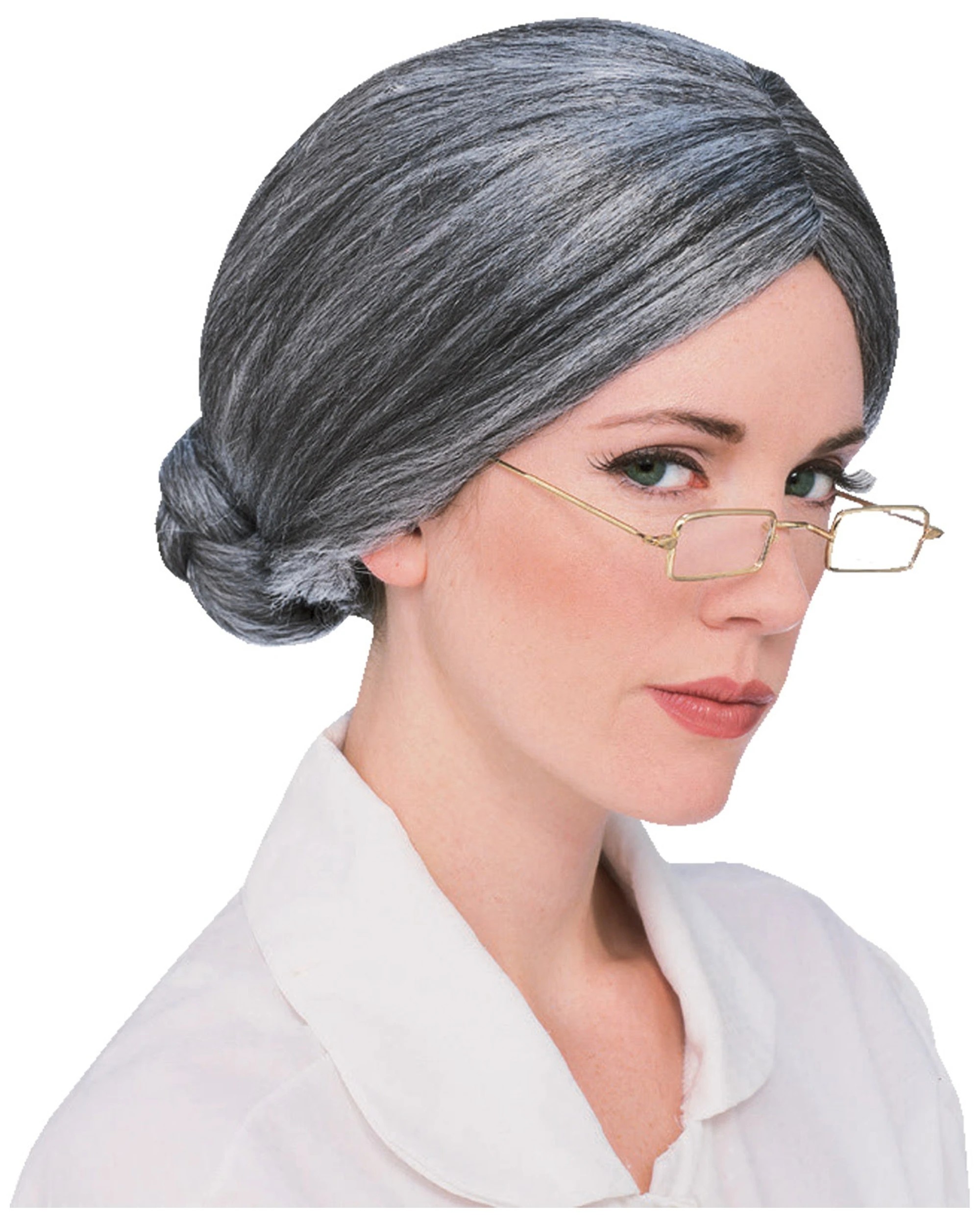2 Rubies Old Lady Bun-styled Wig Adult Costume Accessory - Party Dress Up Wig - Grey, 2 of 3