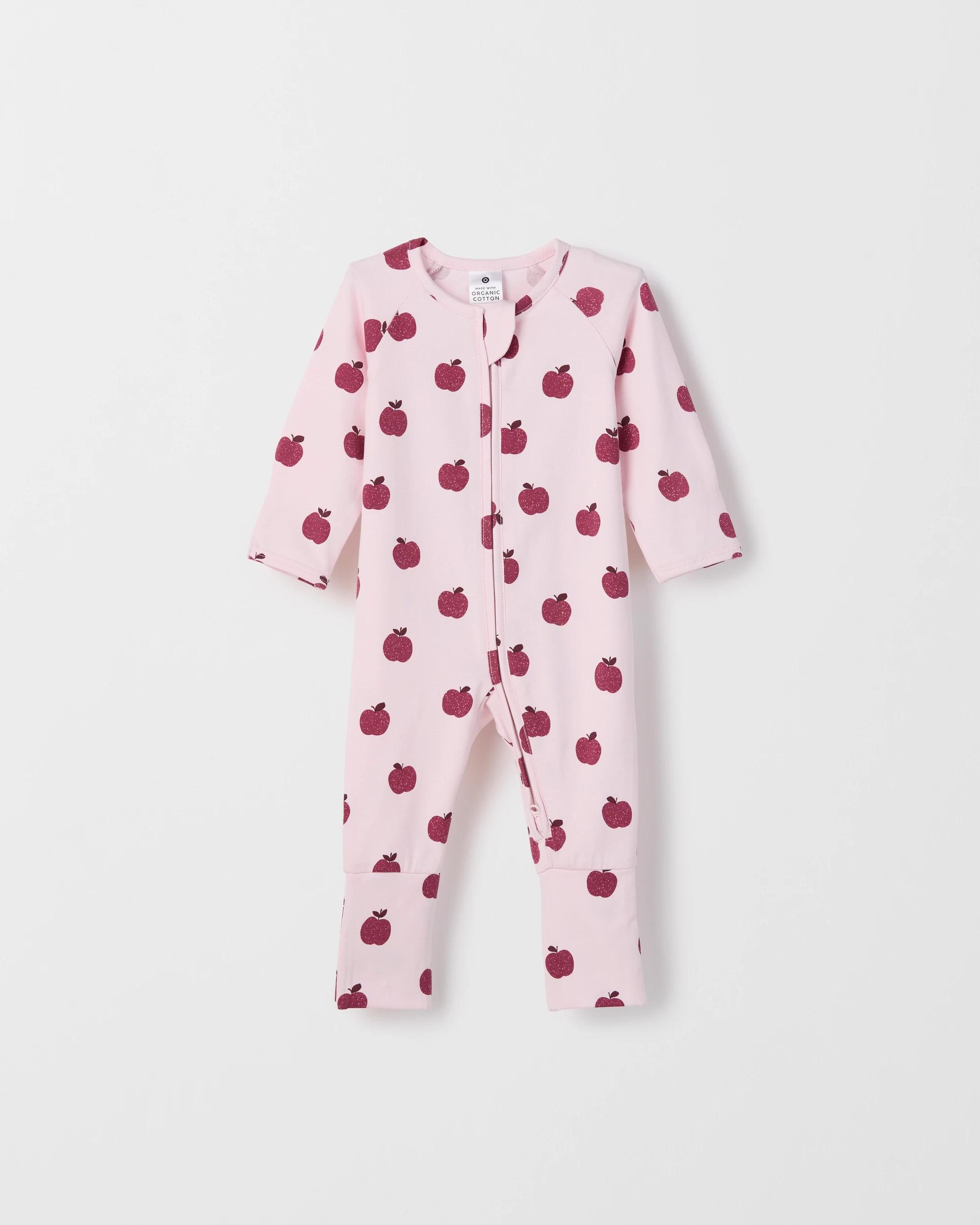 1 Target Baby Baby Organic Cotton Footless Coverall PINK APPLES, 1 of 1