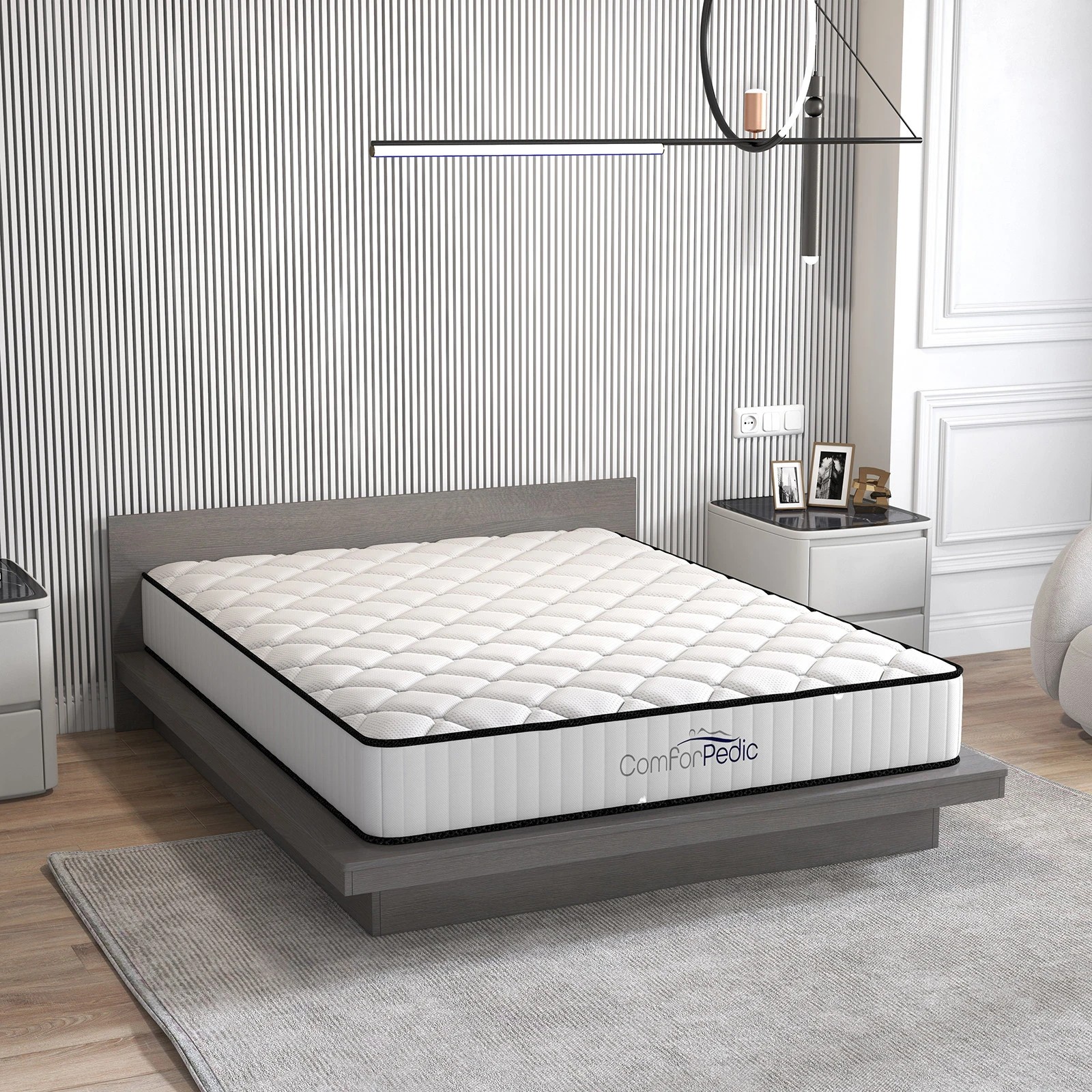 1 Comforpedic Mattress 5 Zone Medium Support Foam Bonnell Spring 21CM - King Bed - White, 1 of 8