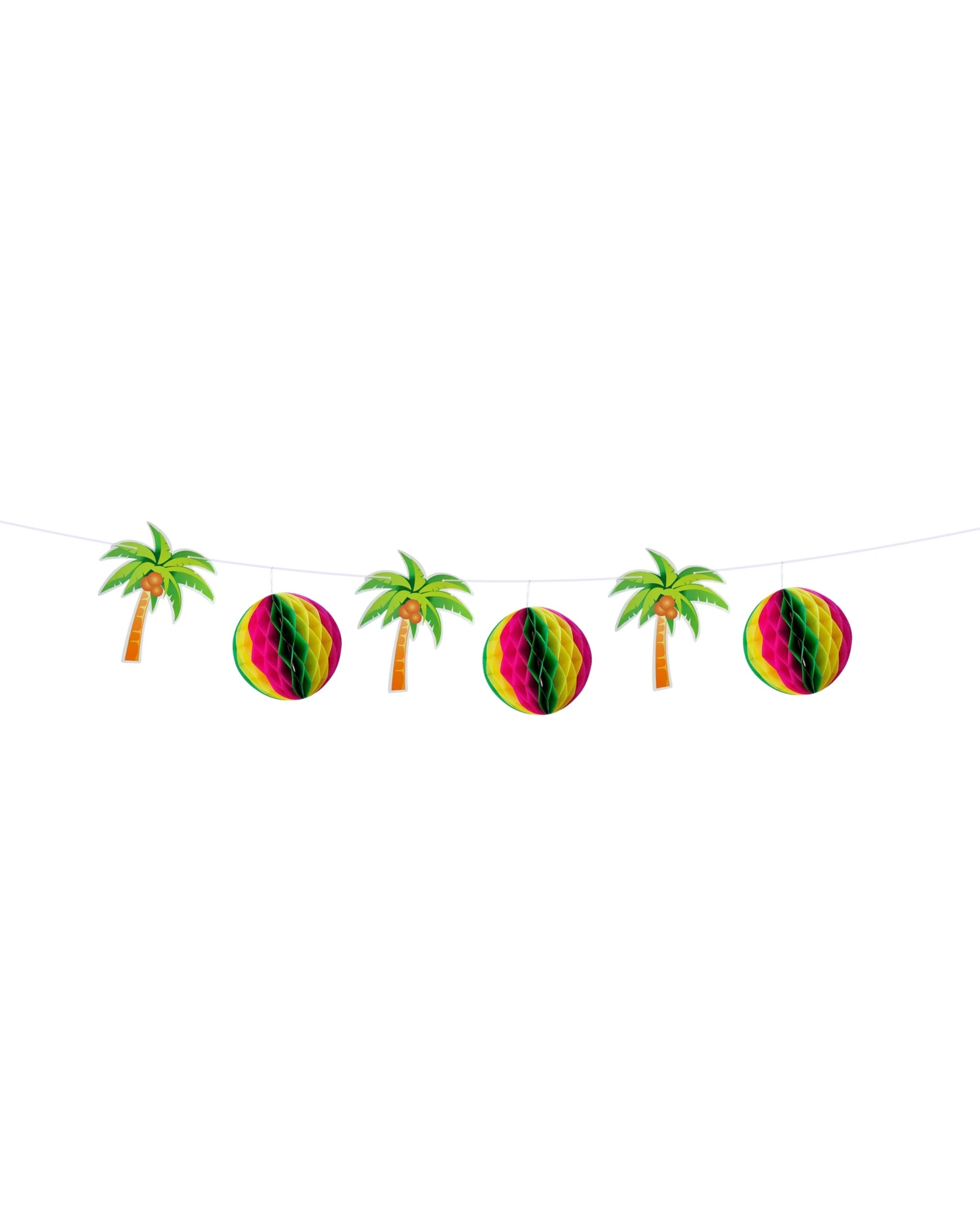 1 Party Maker Coconut Palm Tree & Rainbow Honeycomb Ball Garland Banner, 1 of 1