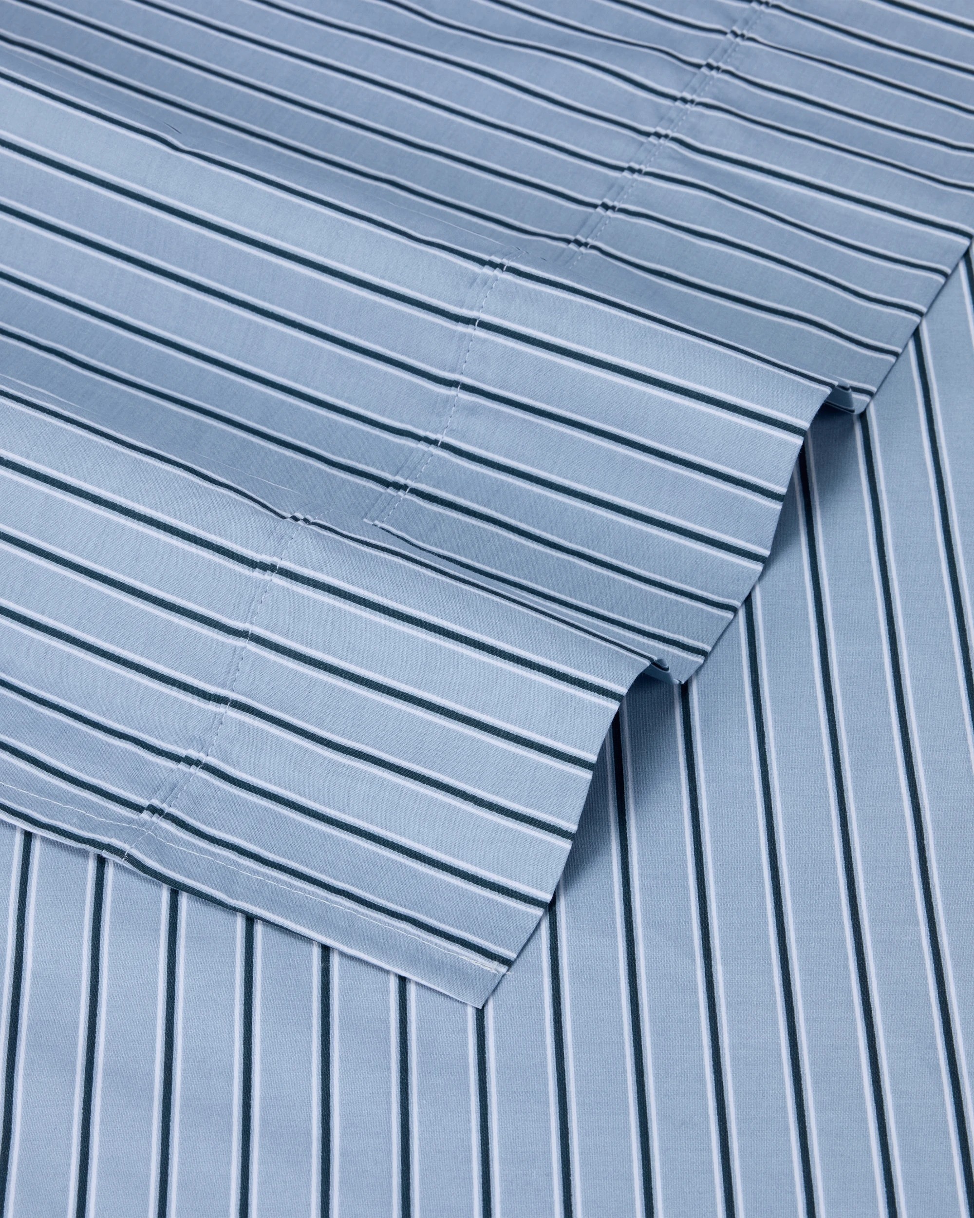 4 225 Thread Count Stripe Cotton Sheet Set - King Bed, Blue, 4 of 6