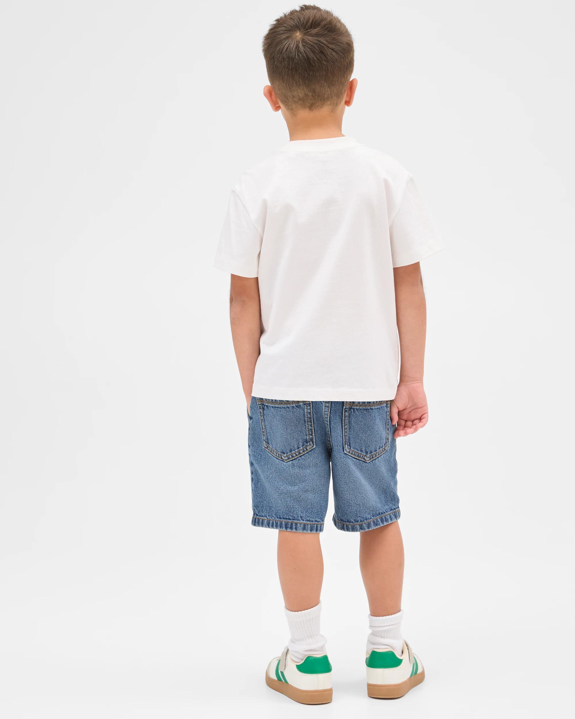 4 Target Kids Cotton Structured Waist Denim Shorts MID WASH, 4 of 5