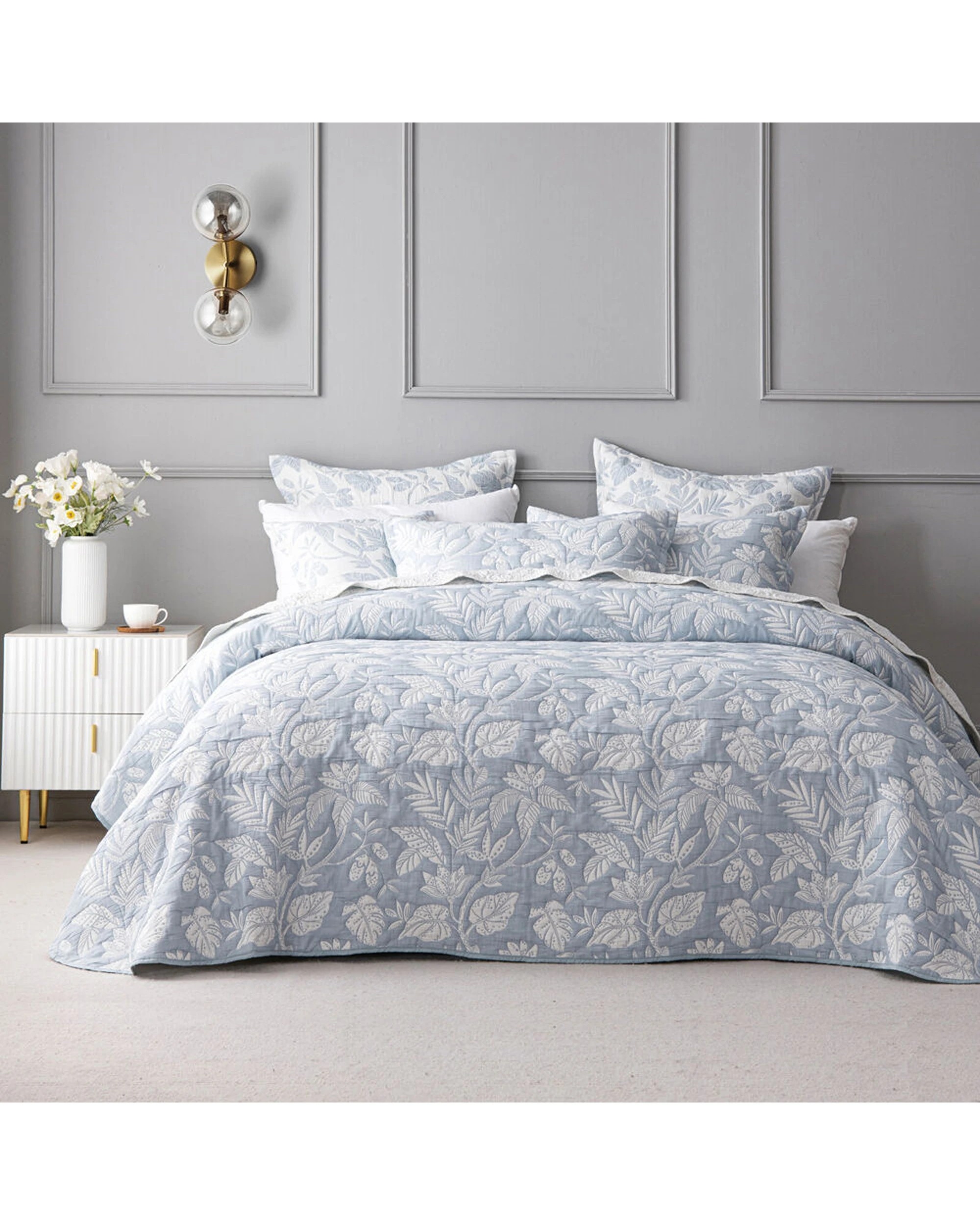 1 Bianca Laurieton Super King Polyester/Cotton Bedspread Set - Blue, 1 of 4