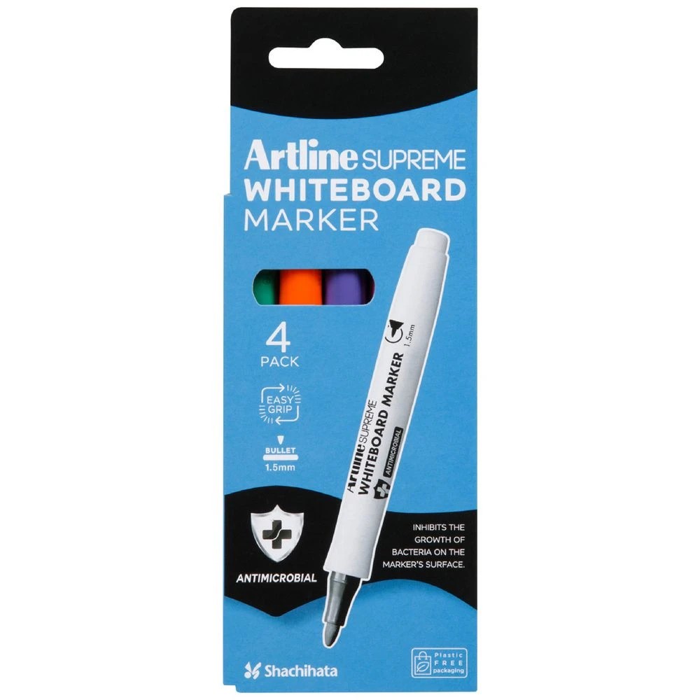 1 Artline Supreme Whiteboard Markers Bullet Brights 4 Pack, 1 of 3