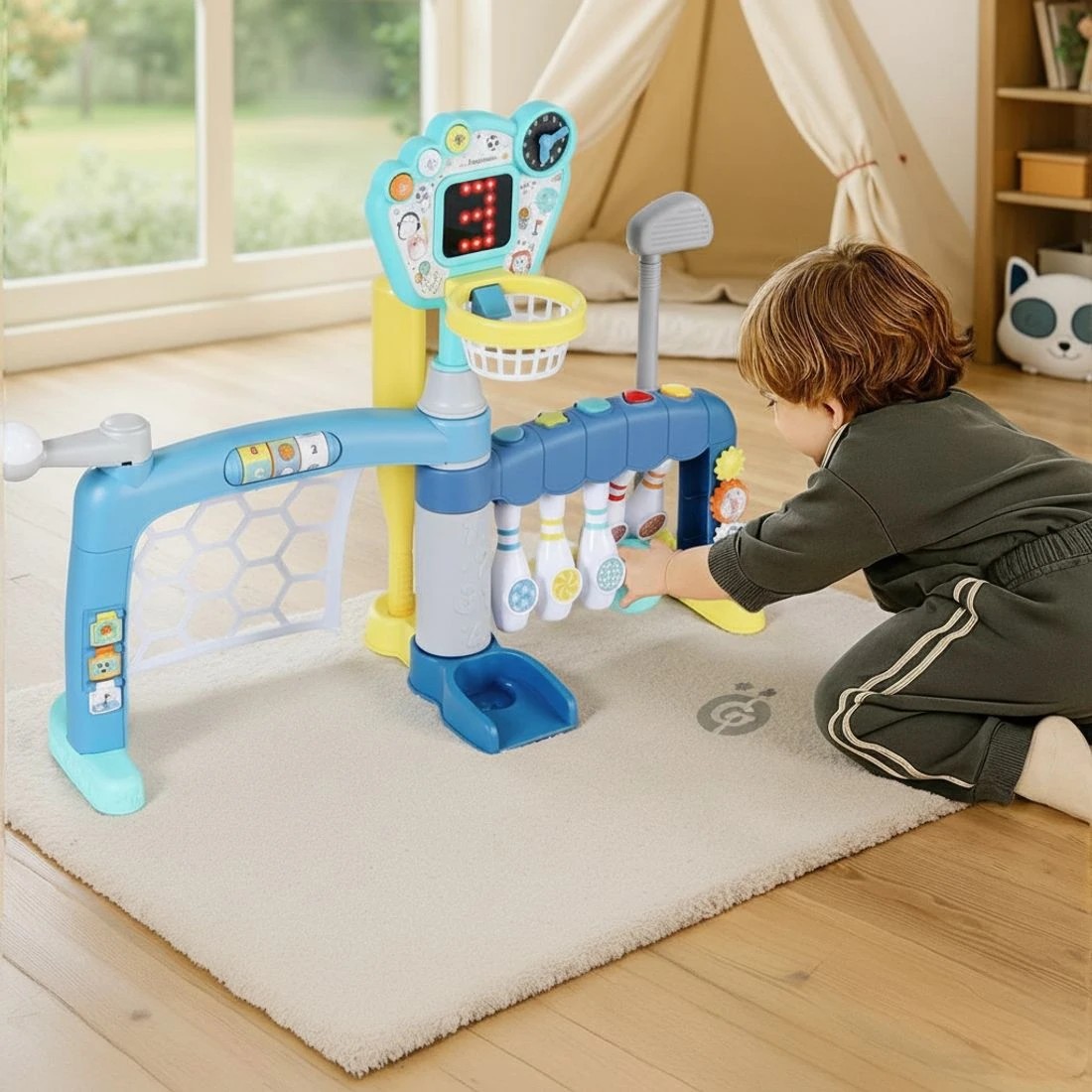 4 Keezi Kids Basketball Hoop Stand Bowling Baseball Golf Game Sports Toys Set - Multi, 4 of 4