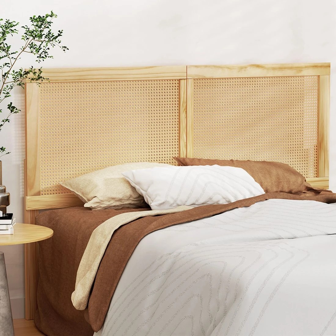 3 Artiss Bed Head Headboard Queen Rattan - Natural, 3 of 6