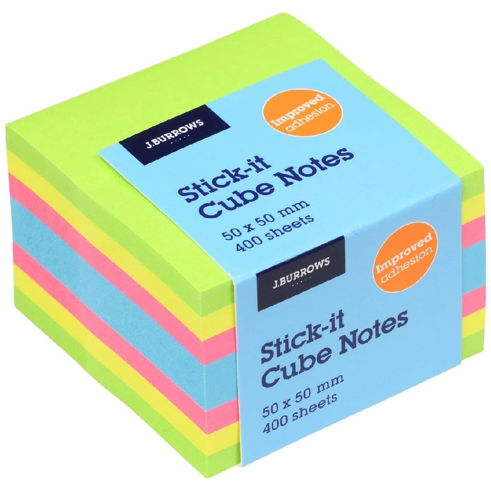 1 J.Burrows Stick-it Notes Cube 50x50mm Ultra, 1 of 3