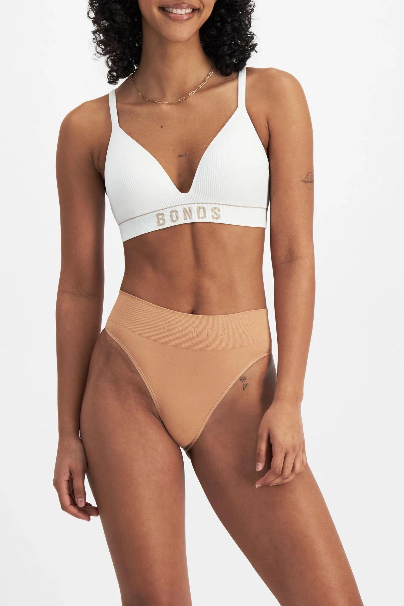 4 Womens Retro Rib T-Shirt Crop Bra - Bonds WHITE/BLUSH, 4 of 8