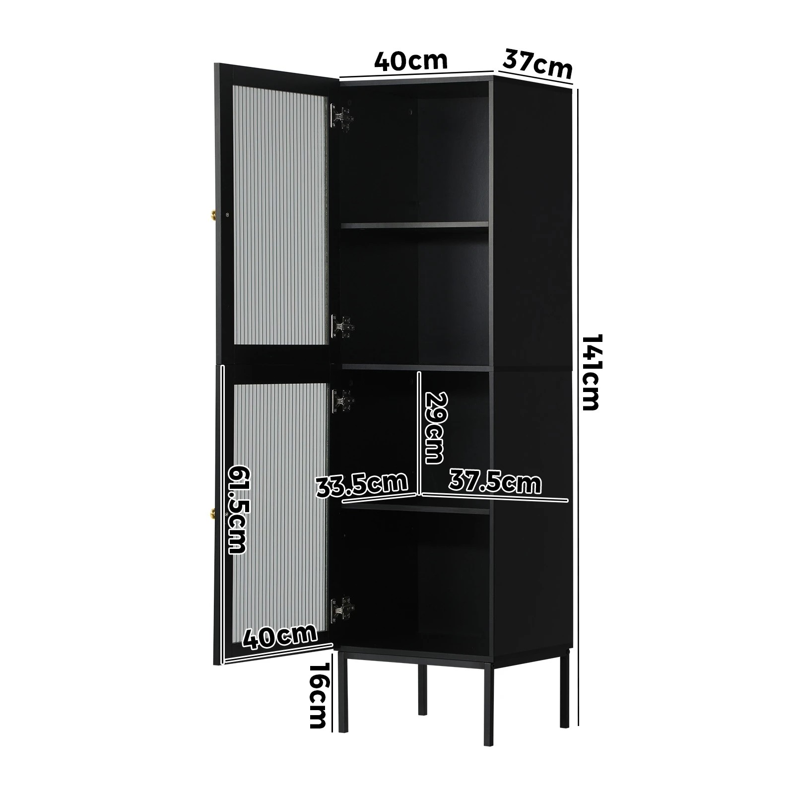 8 Oikiture Storage Cabinet Tall Slim Cupboard Tempered Glass Door
 - Black, 8 of 9