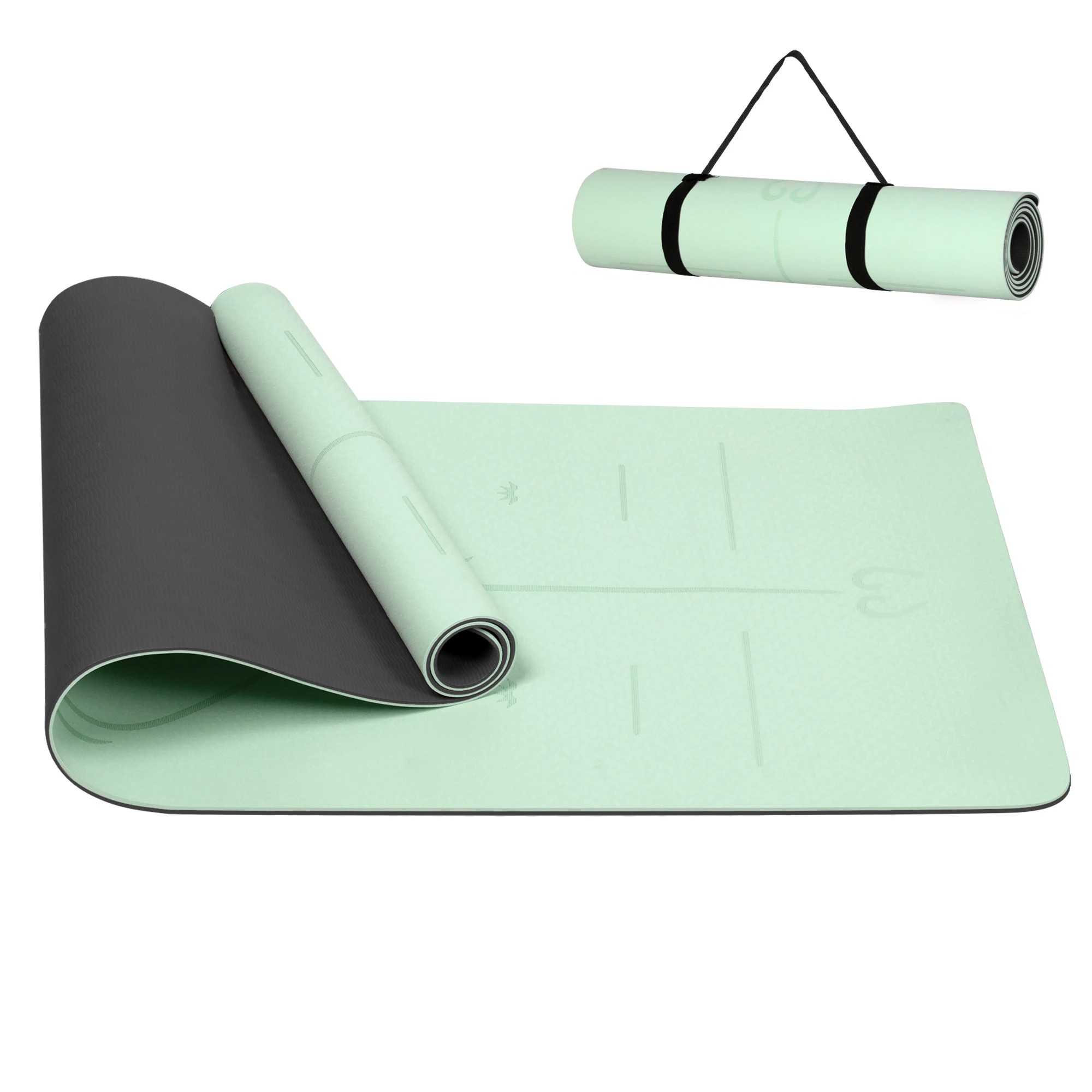 1 Centra 183X61X0.6Cm Yoga Mat In Mint And Dual Colour - Black, 1 of 9