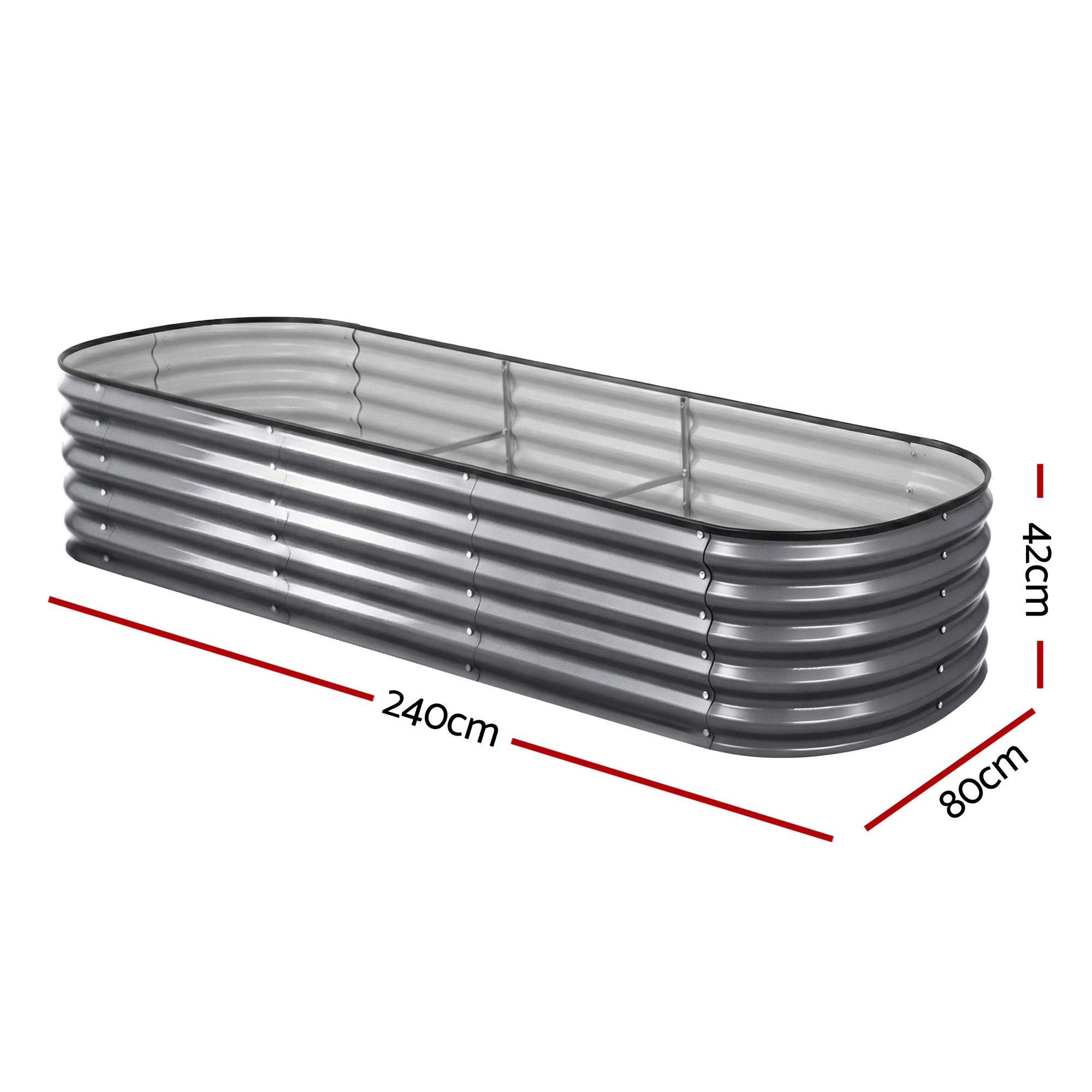 2 Green Fingers 4 Pcs Raised Garden Bed Kit Oval Galvanized Steel Planter Boxes Vegetables - Grey, 2 of 4