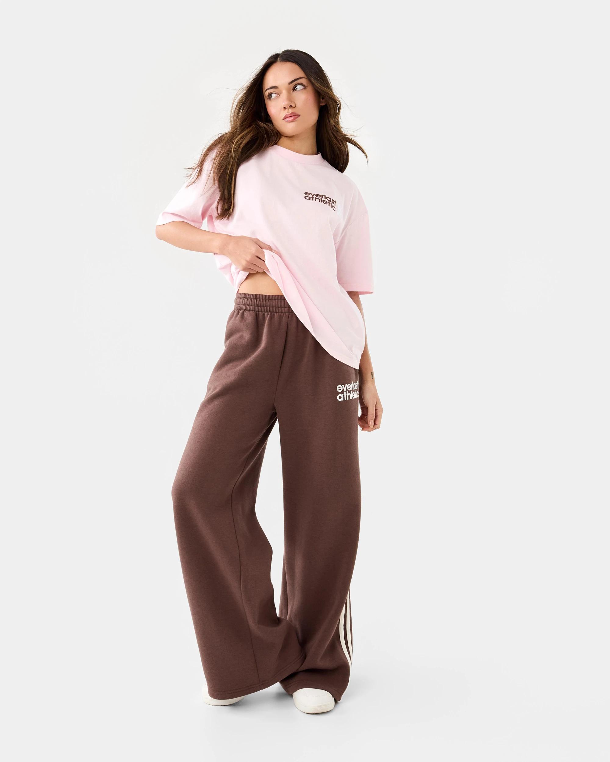 2 Everlast Womens Sports Stripe Trackpants Choc, 2 of 7