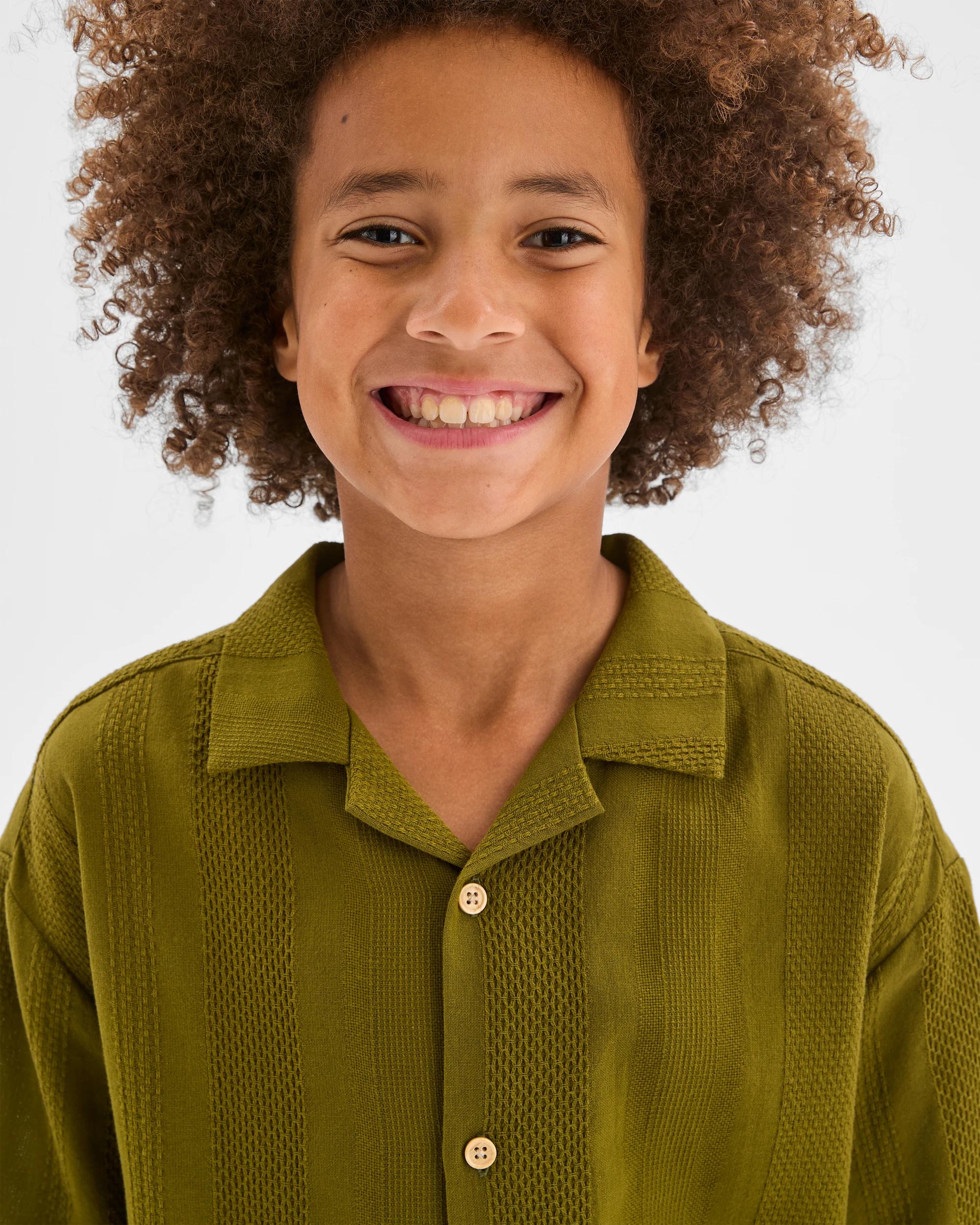 3 Target Kids Australian Cotton Textured Short Sleeve Shirt GREEN, 3 of 7