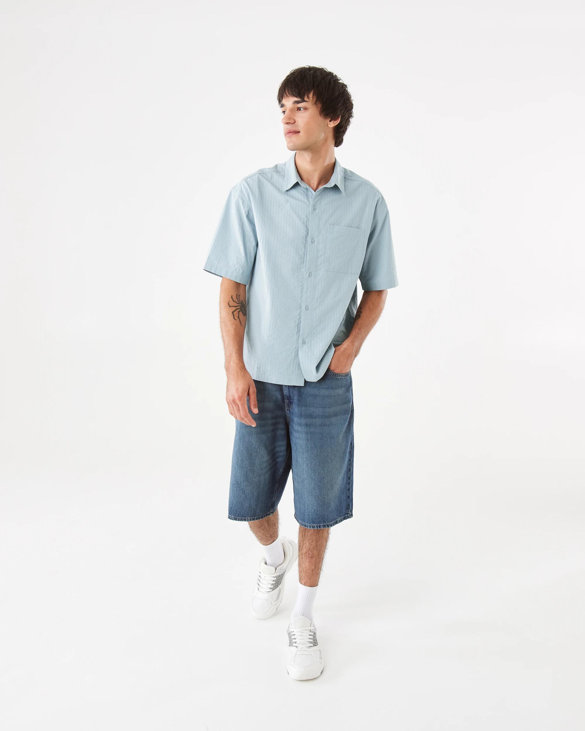 2 Short Sleeve Boxy Stripe Shirt Blu Cloud, 2 of 7