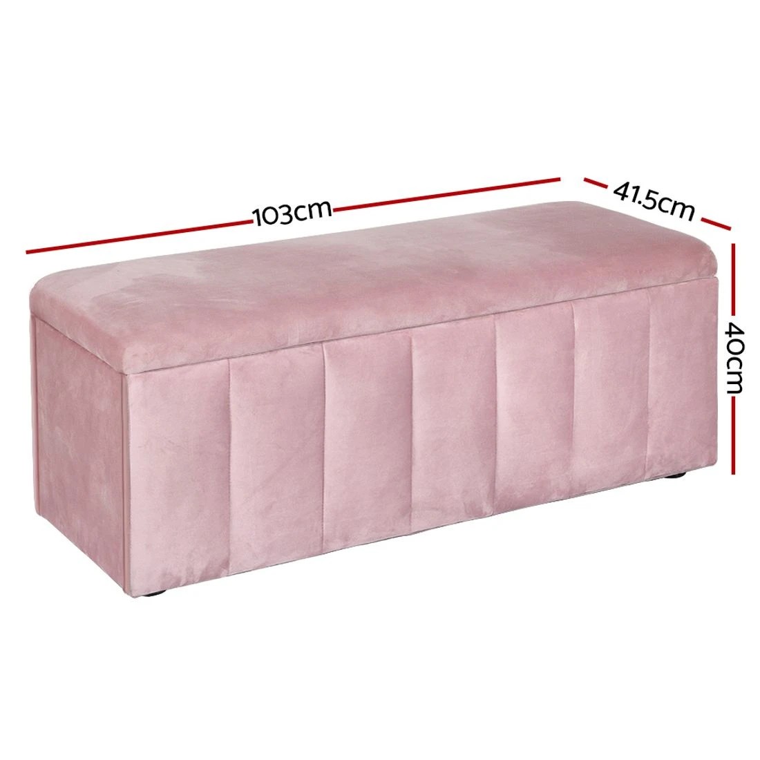 1 Artiss Storage Ottoman Blanket Box 103cm Velvet - Pink, 1 of 7