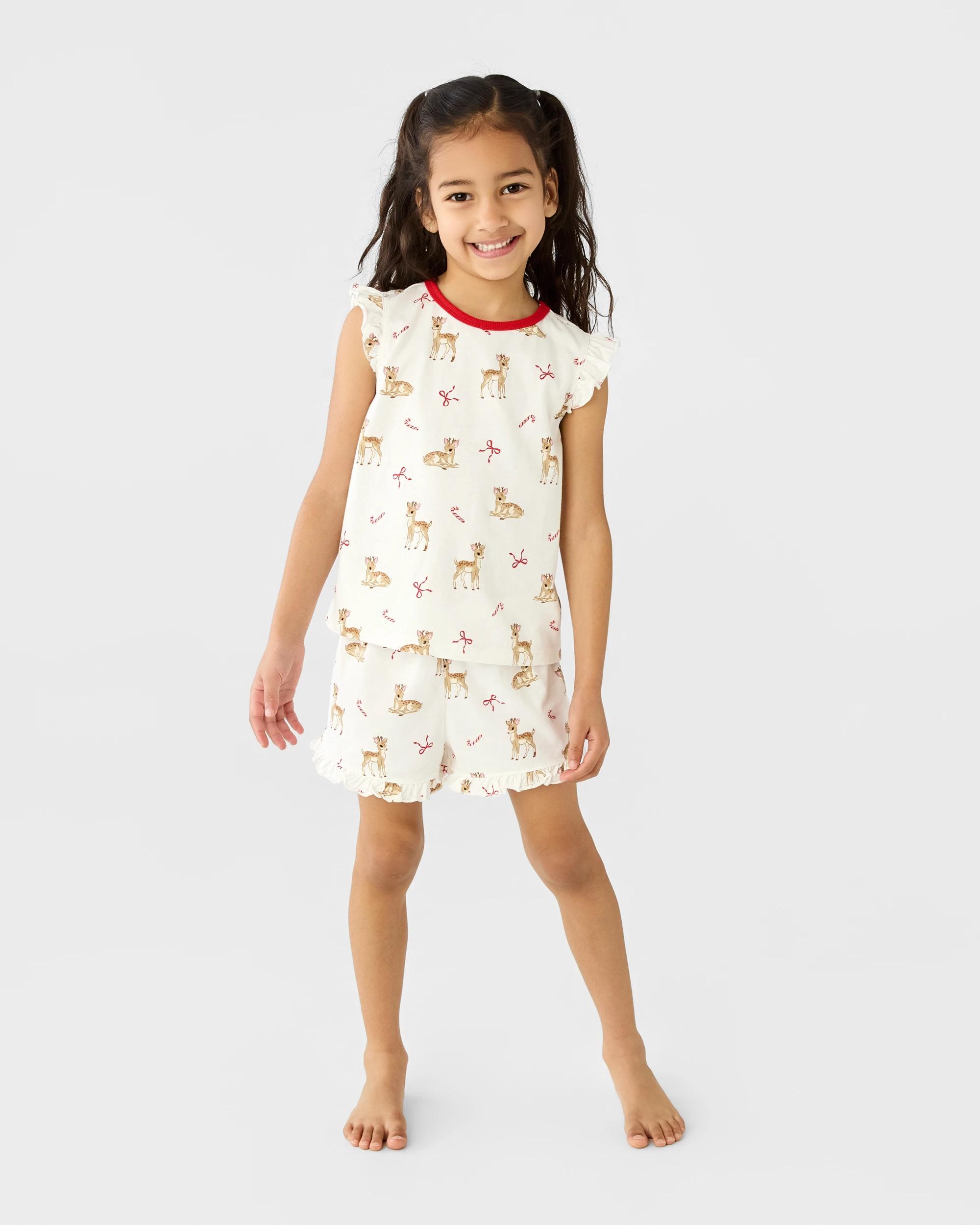 6 Christmas Knit Frill Pyjama Set Wht Deer, 6 of 8