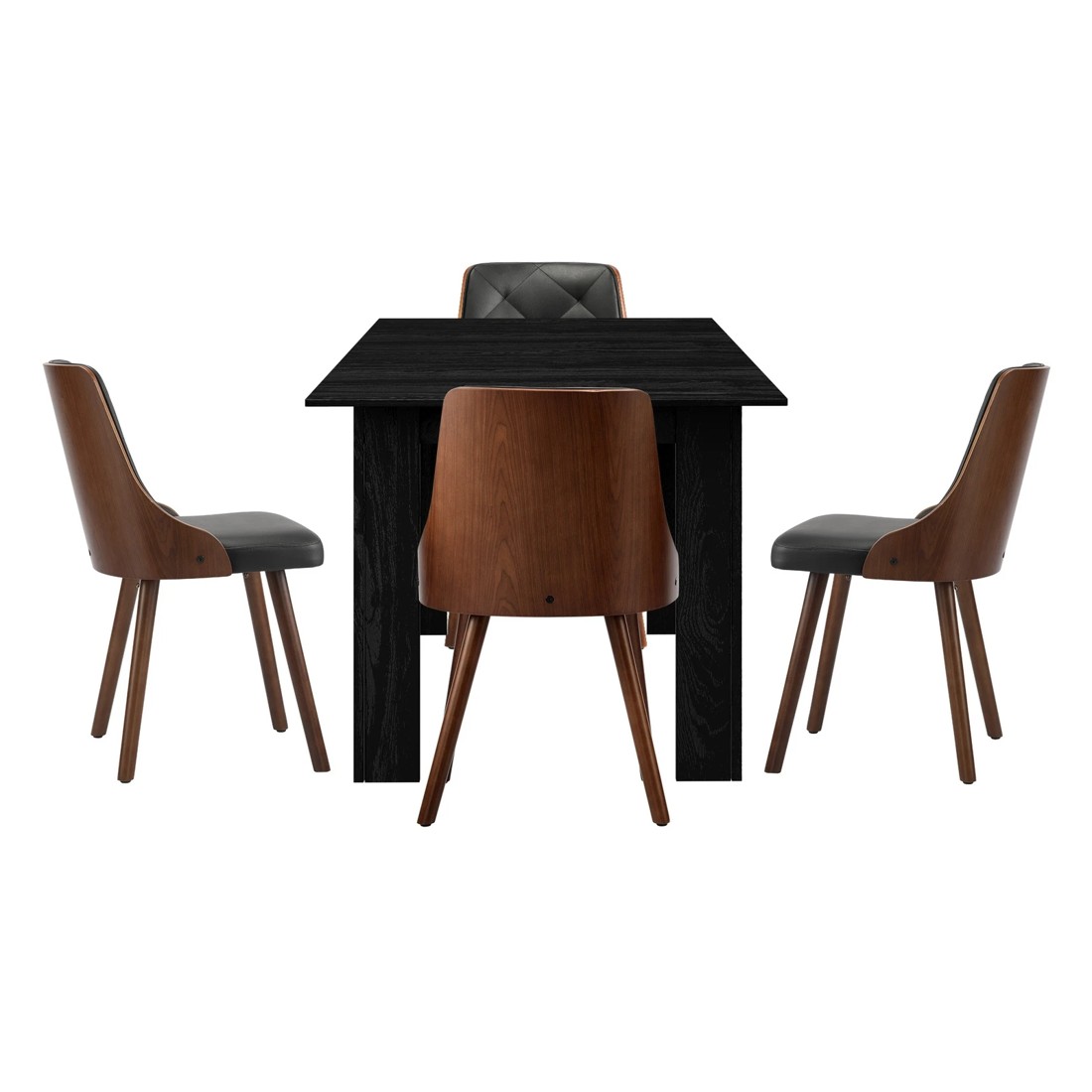 10 Oikiture 160cm Extendable Dining Table With 4pcs Dining Chairs Pu Leather
 - Black, 10 of 10