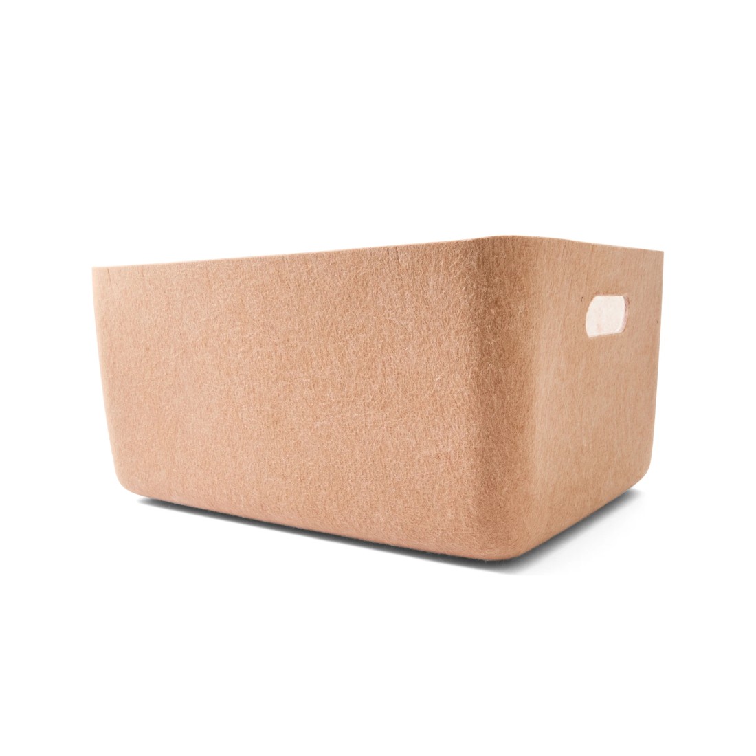 5 Two Tone Flat Felt Basket - Beige, 5 of 8