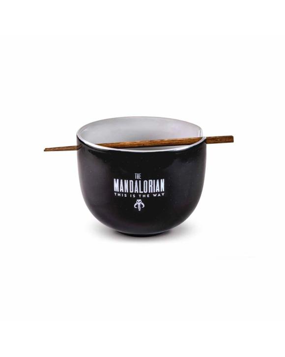 Star Wars  The Mandalorian  Mandalorian and Grogu Ramen Bowl with Chopsticks - Black