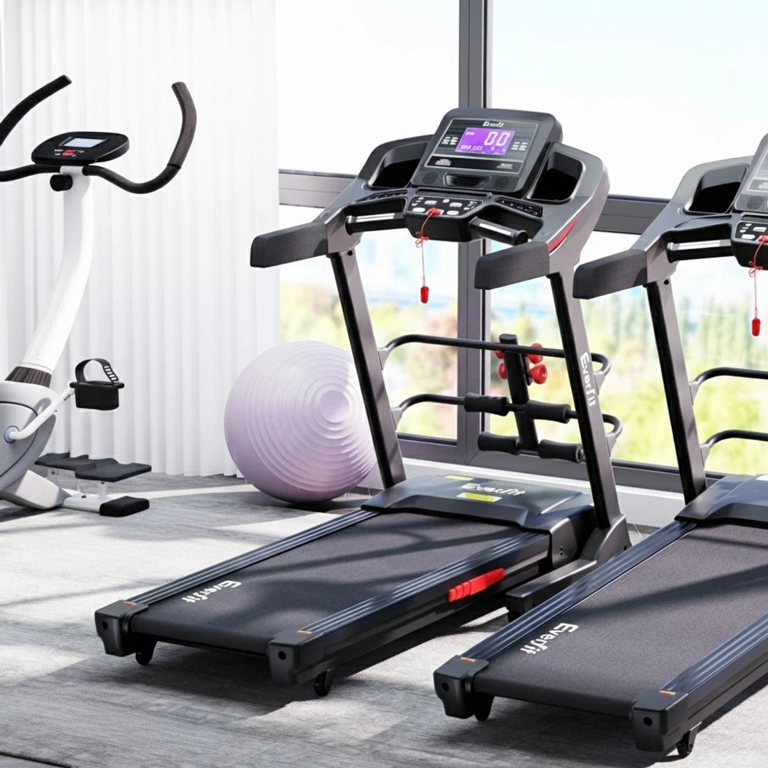 4 Everfit Treadmill Electric Home Gym Fitness Exercise Machine w/ Sit Up Bar - Black, 4 of 6