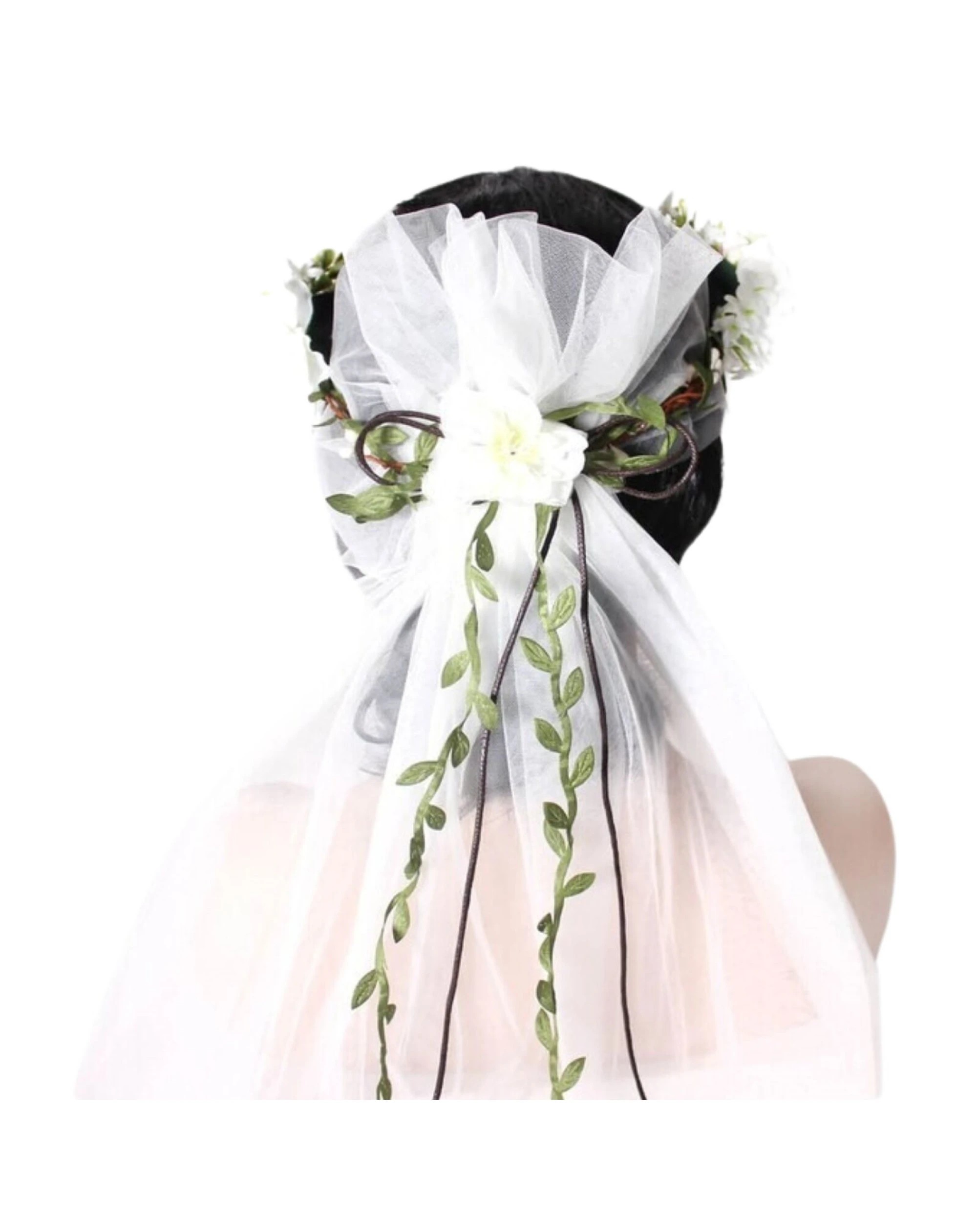 2 Deluxe Flower Crown with Veil Headband for Bridal Celebrations, 2 of 3