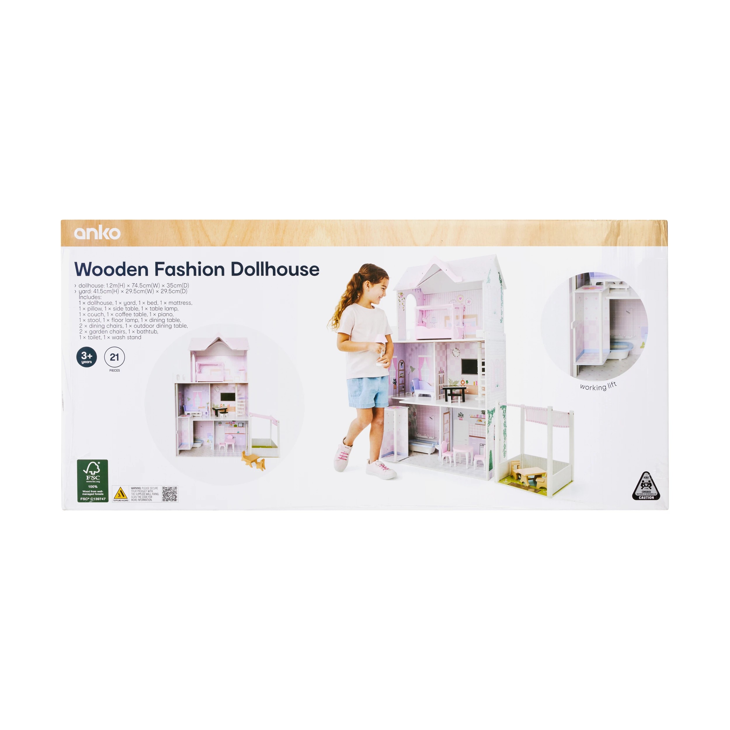 1 21 Piece Wooden Fashion Dollhouse, 1 of 1