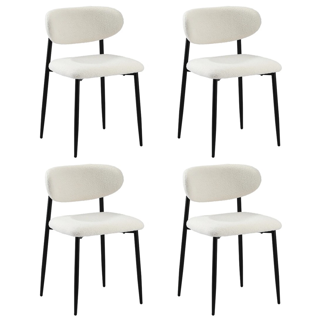 2 Oikiture 4x Dining Chairs Kitchen Chair Cafe Lounge Chair Boucle - Multi, 2 of 9
