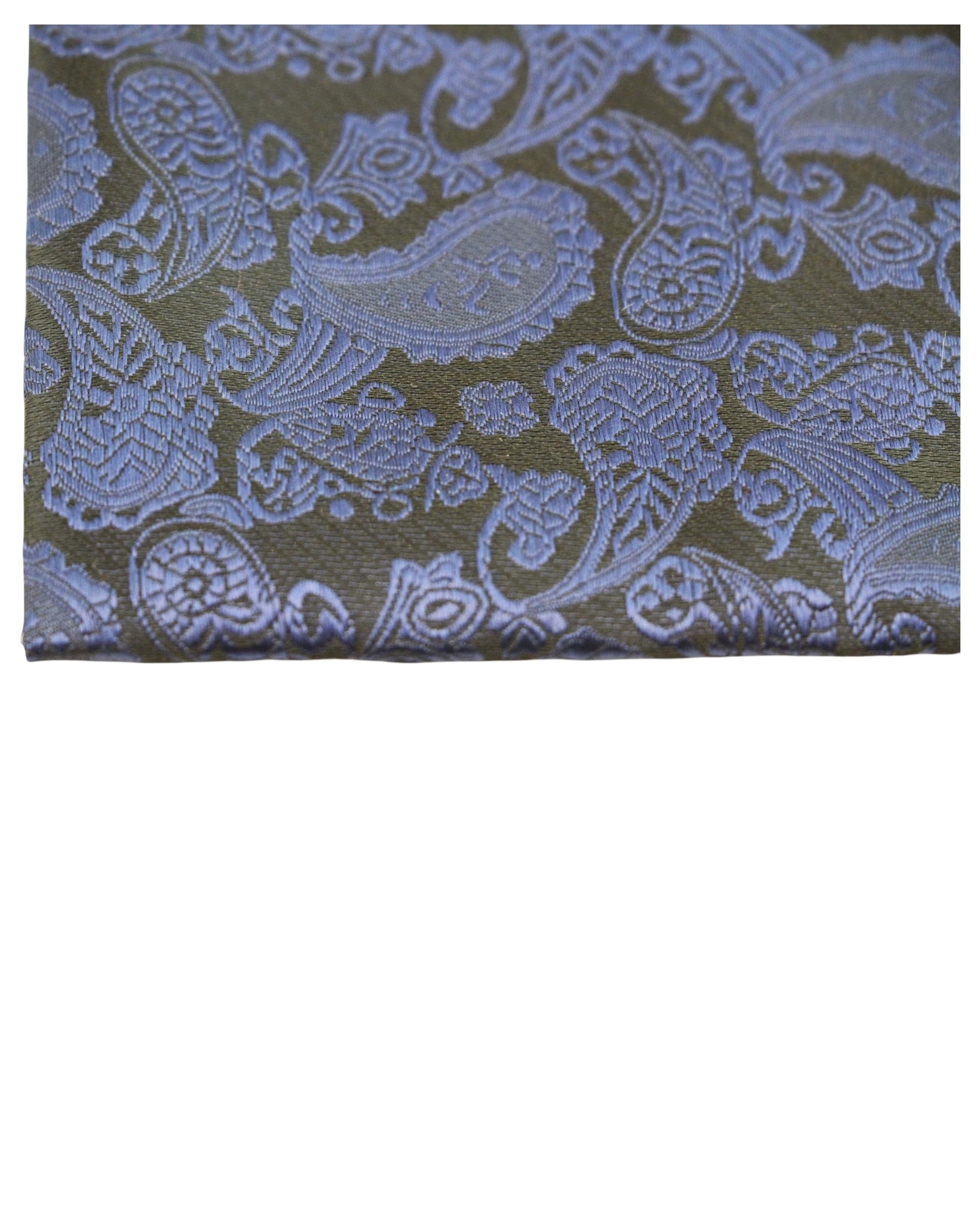 2 Zasel Mens Black & Dark Purple Paisley Silk Pocket Square - Multi, 2 of 3