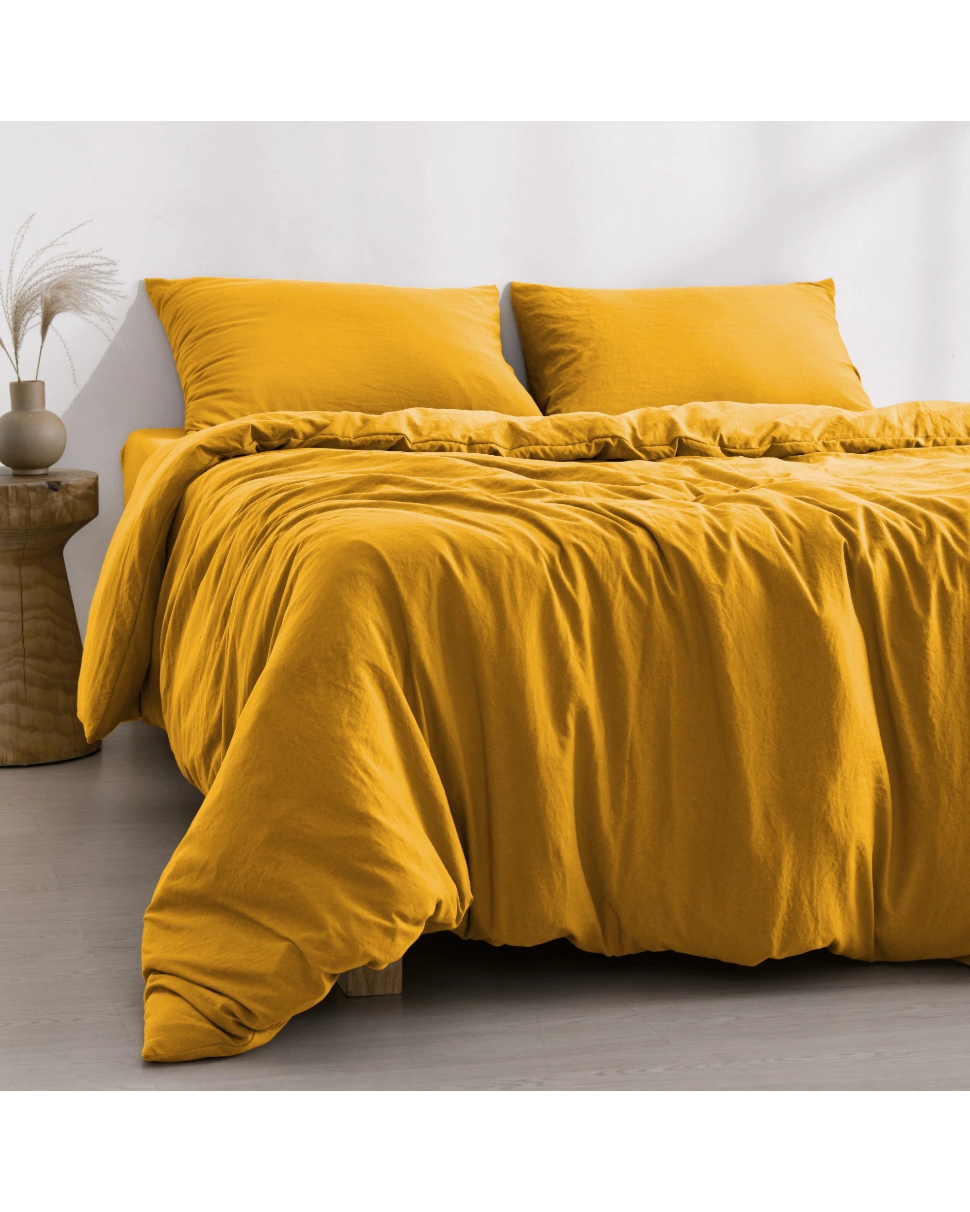 2 Dreamaker Superfine Washed Microfibre Quilt Cover Set - King Single Bed - Mustard, 2 of 9