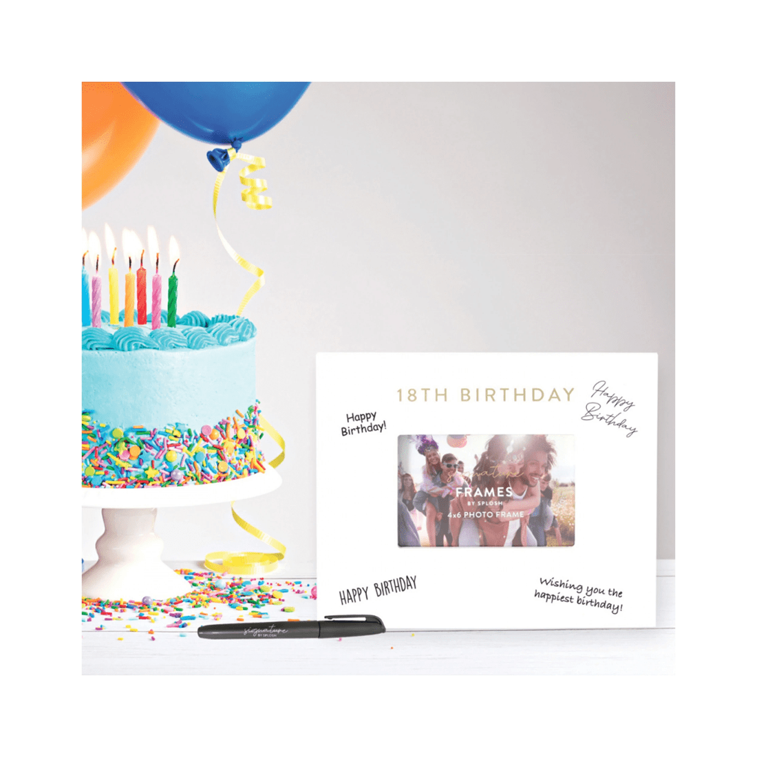 4 Splosh 18th Birthday Signature Photo Frame W/ Marker Home Decor 27.5x23cm White
 - White, 4 of 5