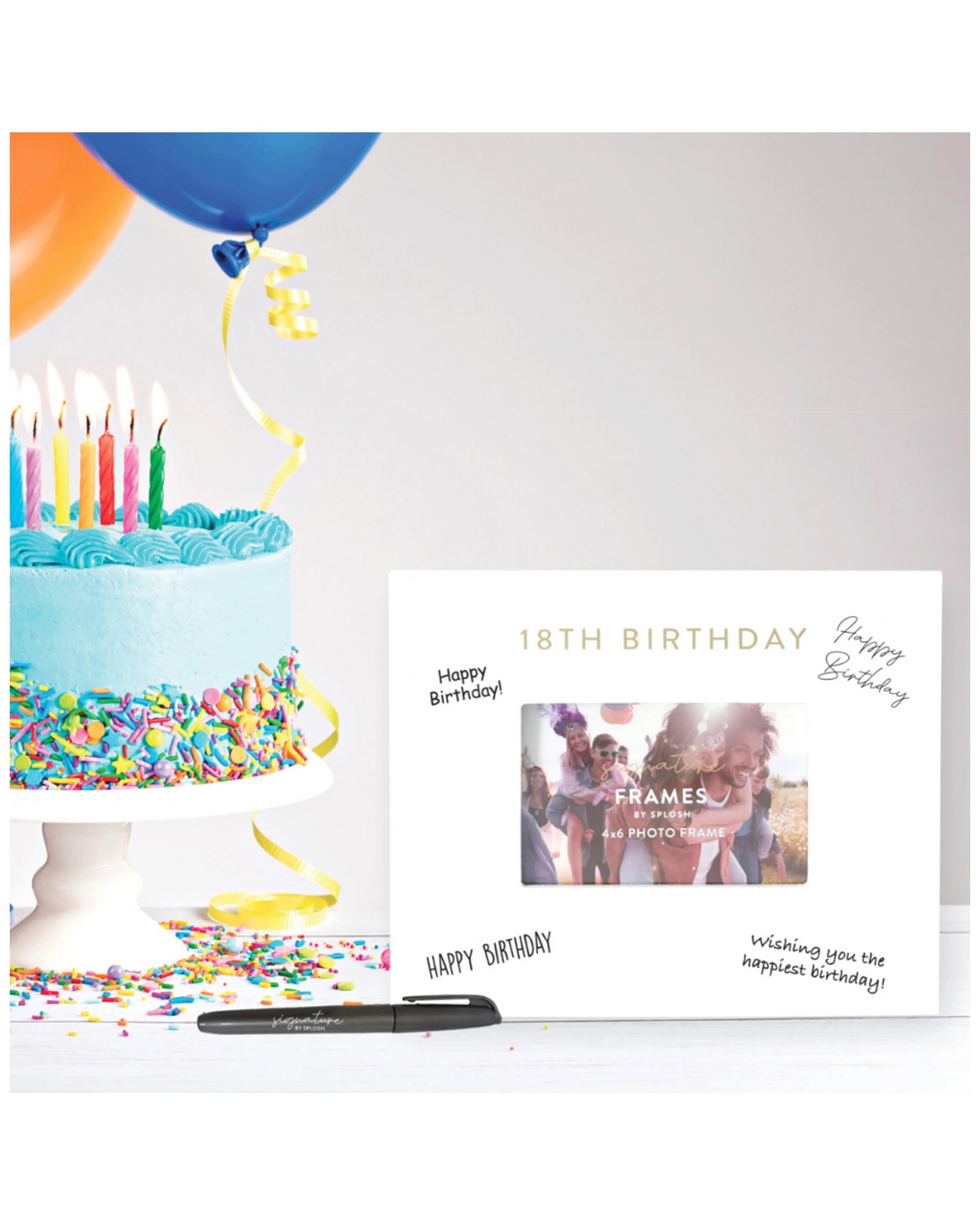 4 Splosh 18th Birthday Signature Photo Frame W/ Marker Home Decor 27.5x23cm White
 - White, 4 of 5